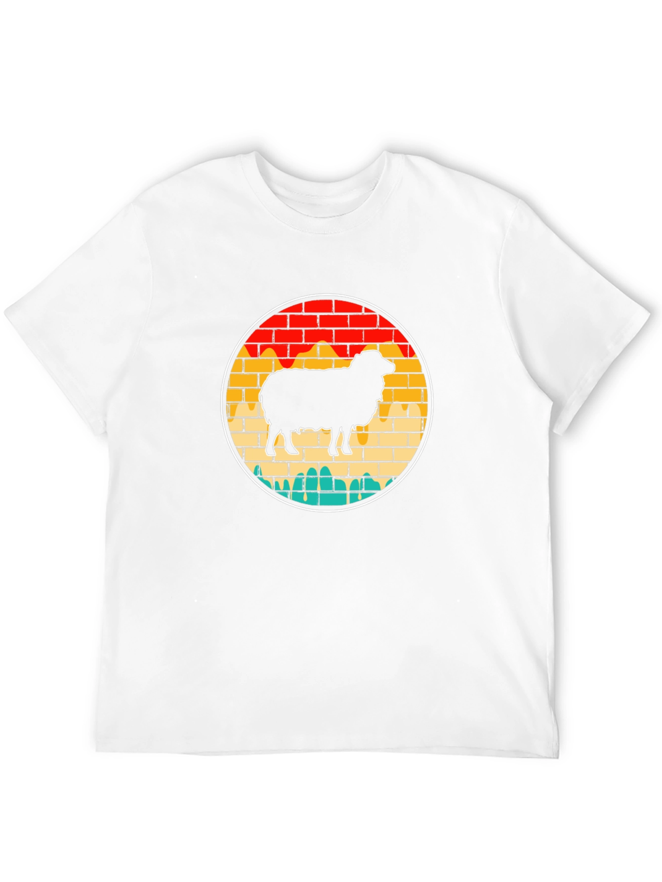 Retro Sheep Graphic Tee - Brick Wall Design