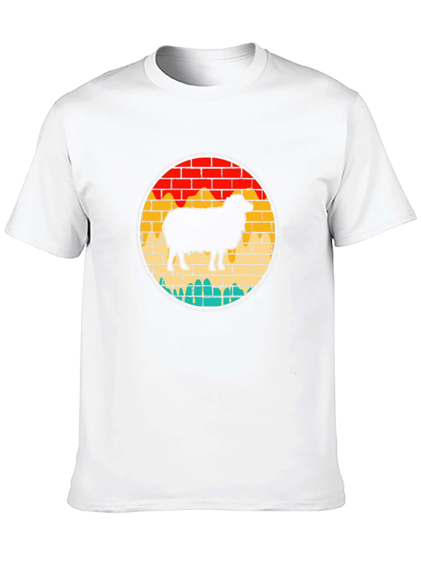 Retro Sheep Graphic Tee - Brick Wall Design