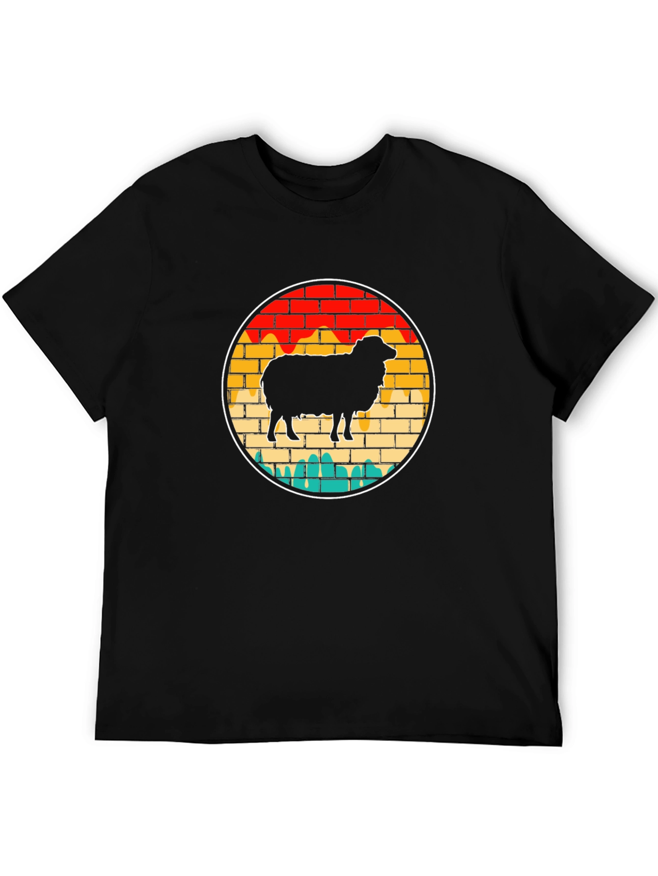Retro Sheep Graphic Tee - Brick Wall Design