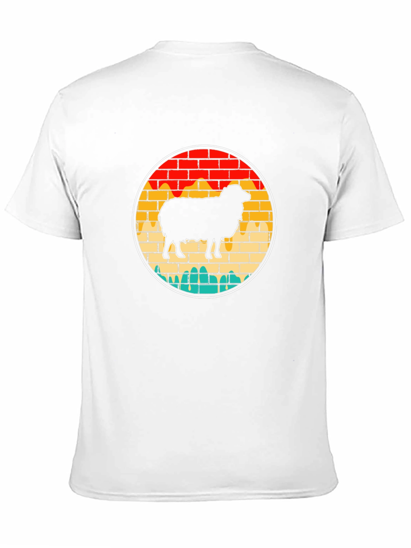 Retro Sheep Graphic Tee - Brick Wall Design