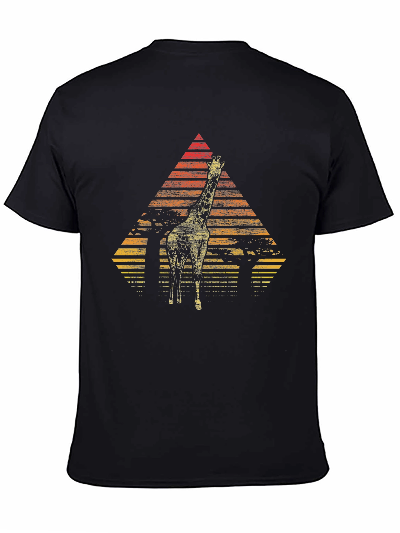 Giraffe Sunset Graphic Tee - Stylish Mens Black T-Shirt