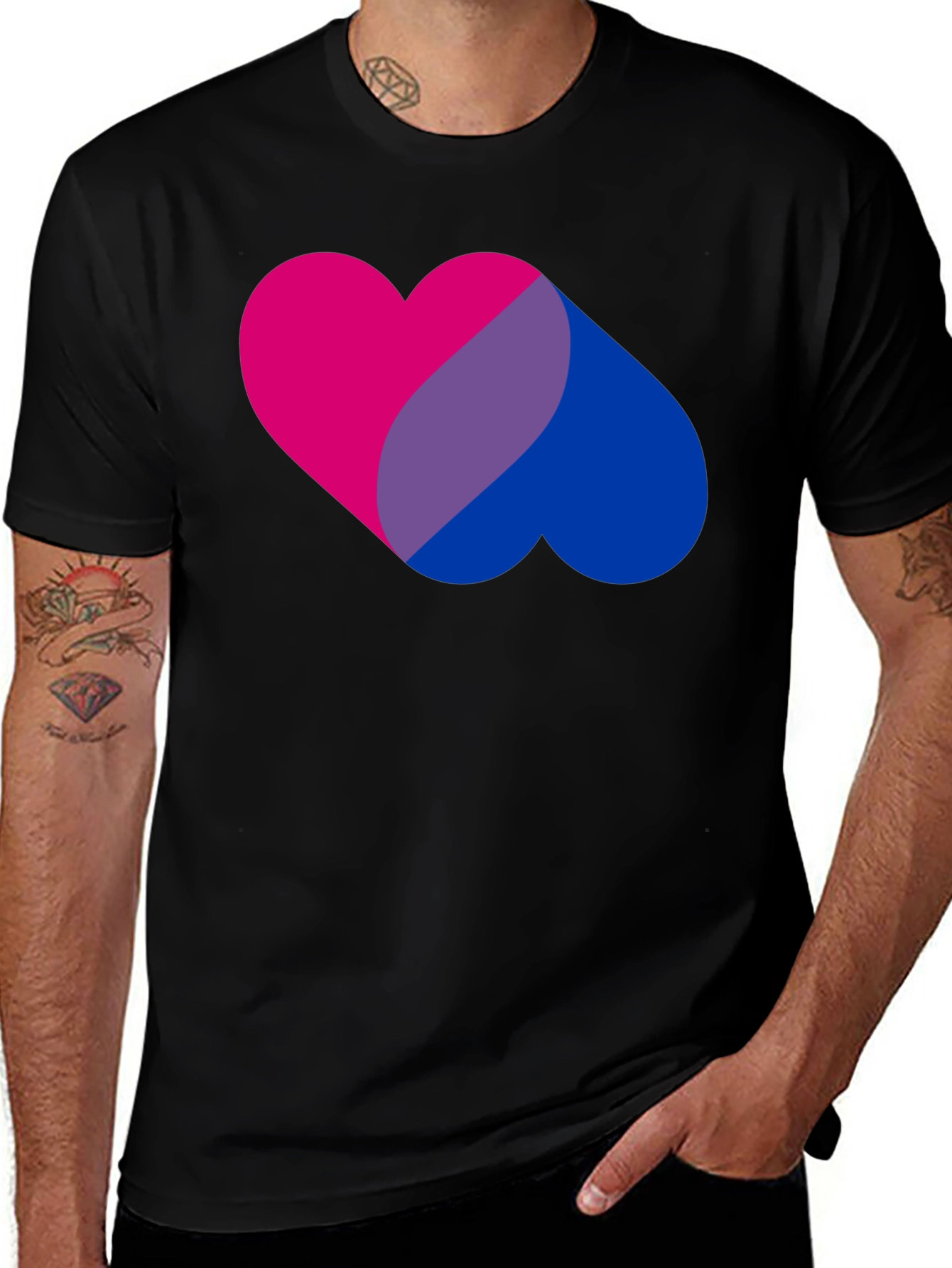 Bi Pride Heart Graphic Tee - Bisexual Pride T-Shirt