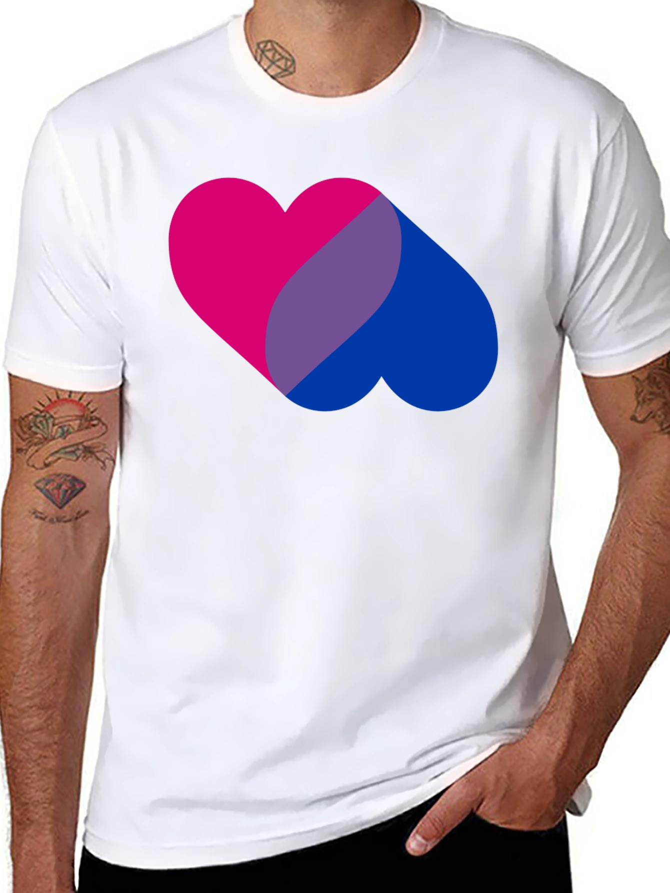 Bi Pride Heart Graphic Tee - Bisexual Pride T-Shirt
