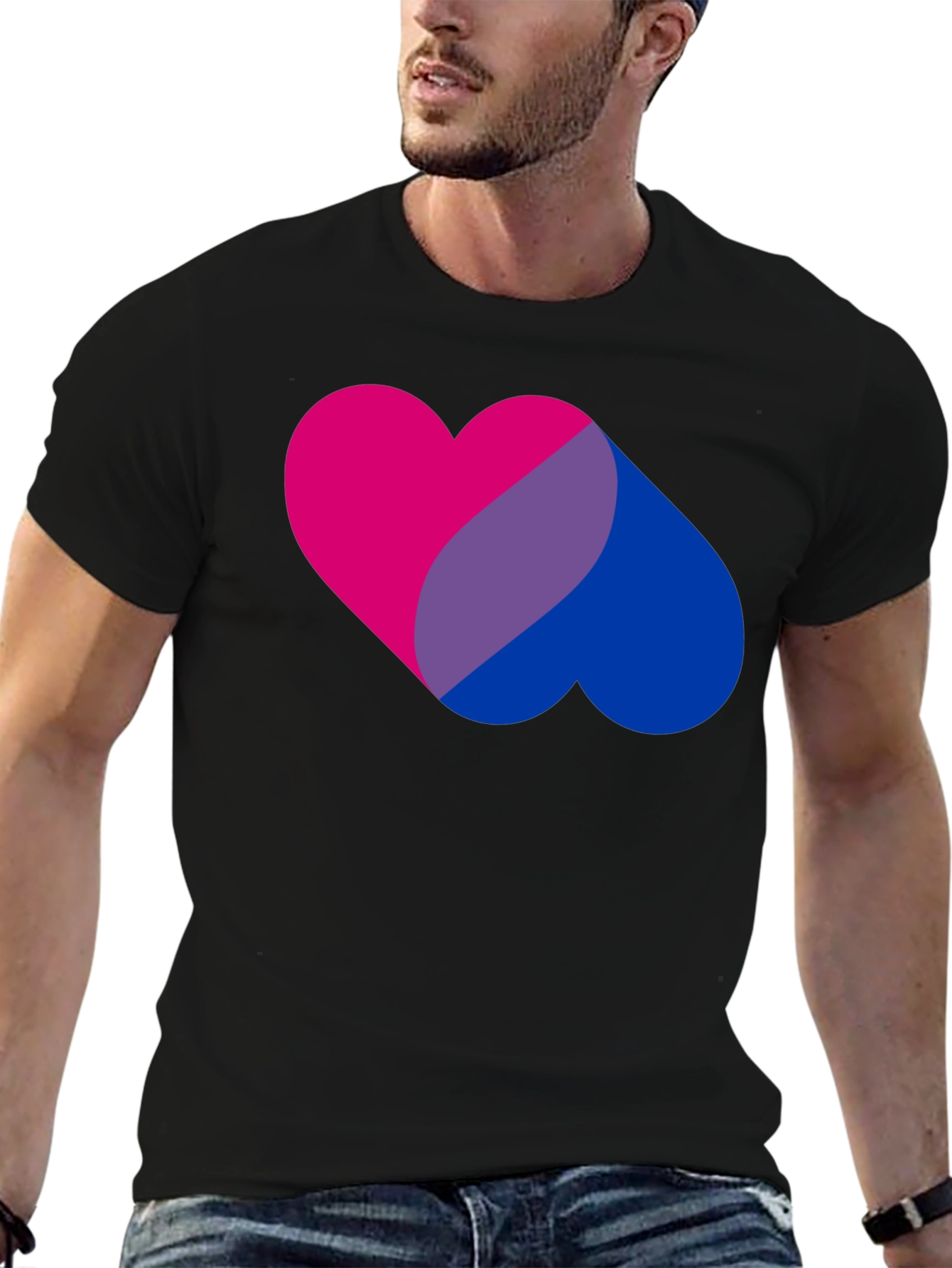 Bi Pride Heart Graphic Tee - Bisexual Pride T-Shirt
