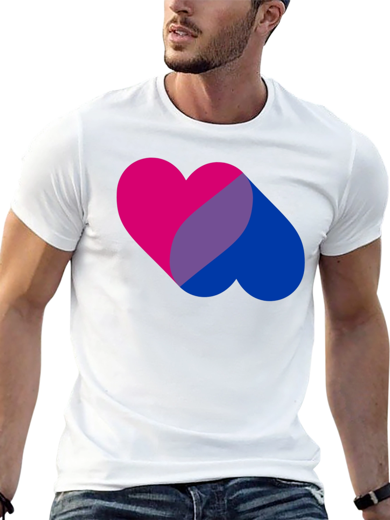 Bi Pride Heart Graphic Tee - Bisexual Pride T-Shirt