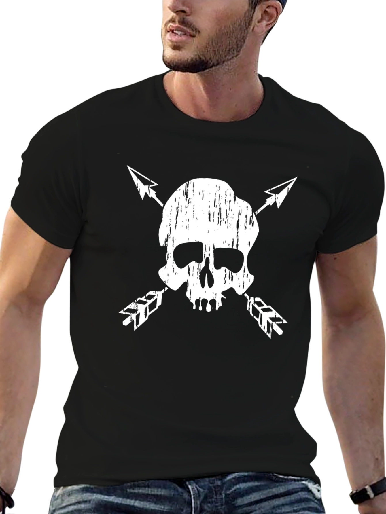 Skull & Arrow Graphic Tee - Black Cotton Blend