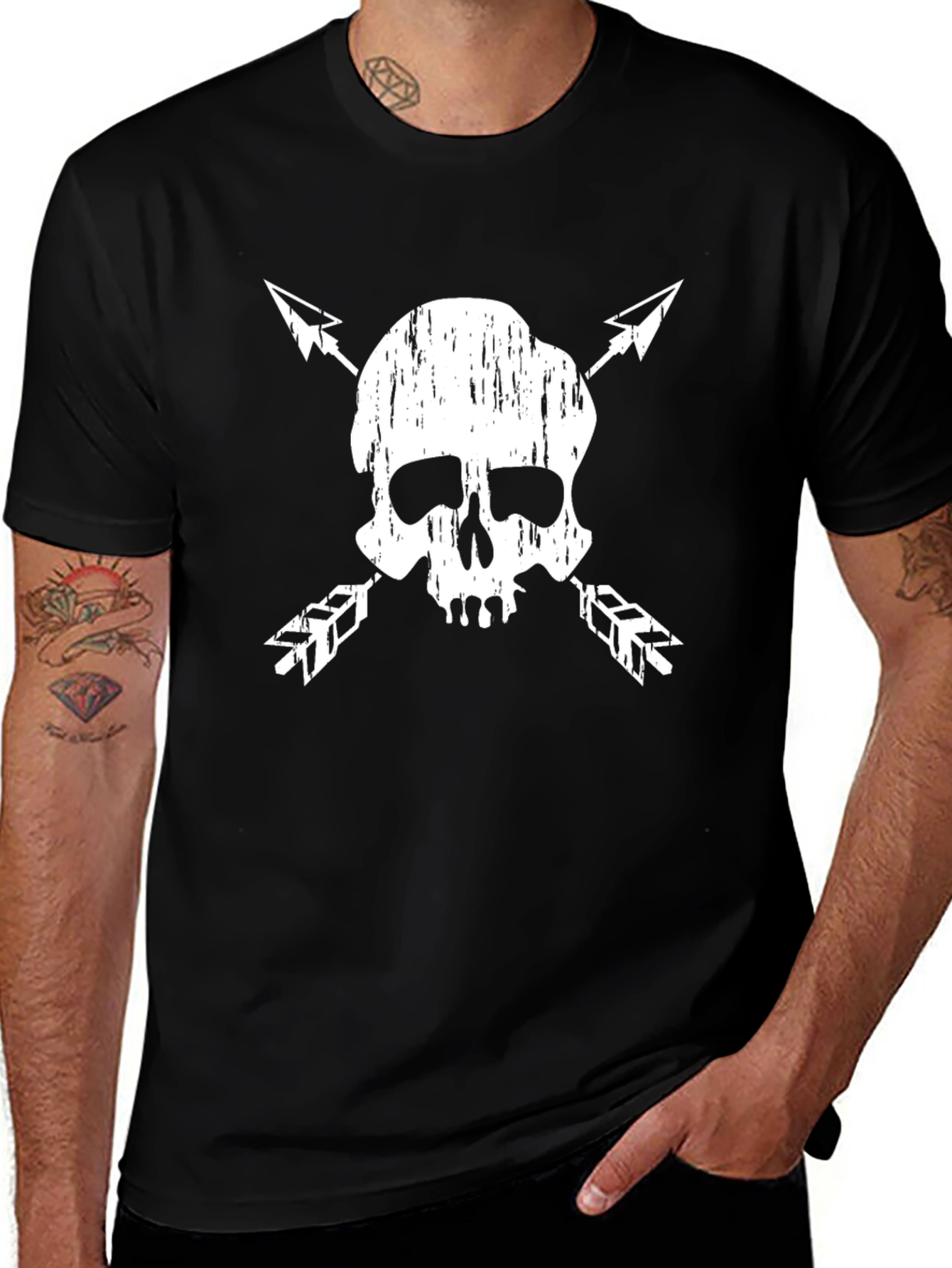 Skull & Arrow Graphic Tee - Black Cotton Blend