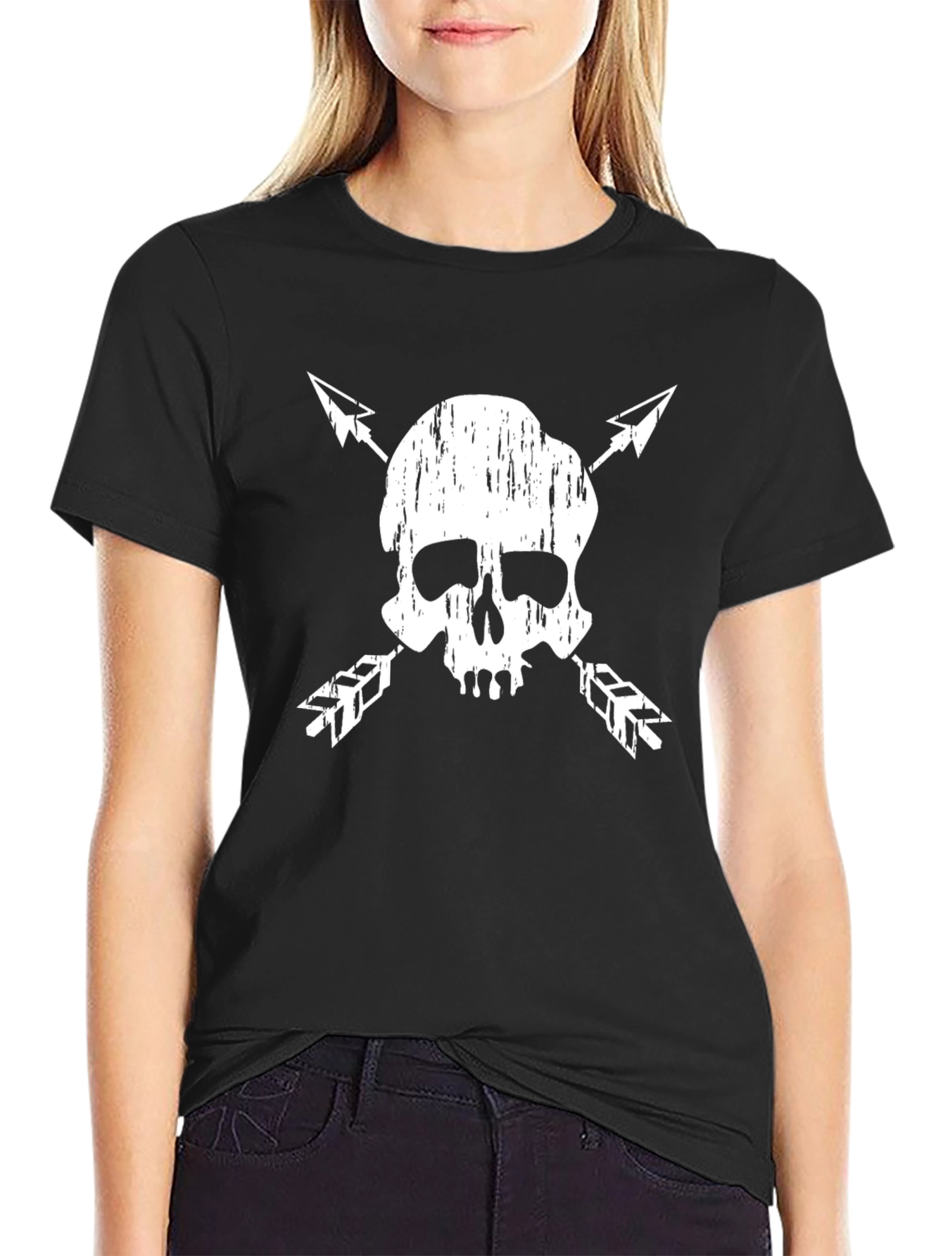 Skull & Arrow Graphic Tee - Black Cotton Blend