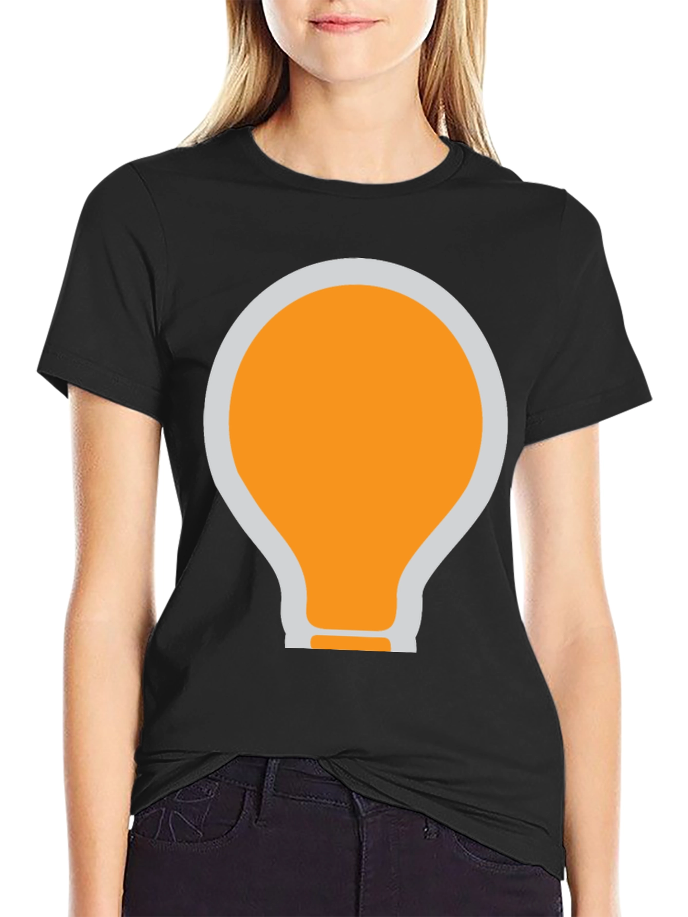 Black T-Shirt with Light Bulb Graphic