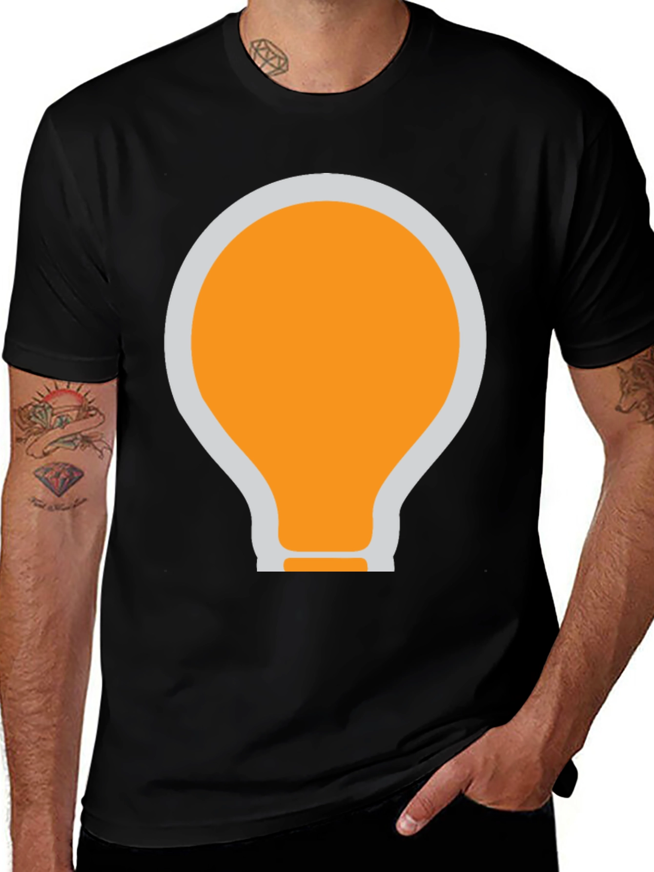 Black T-Shirt with Light Bulb Graphic