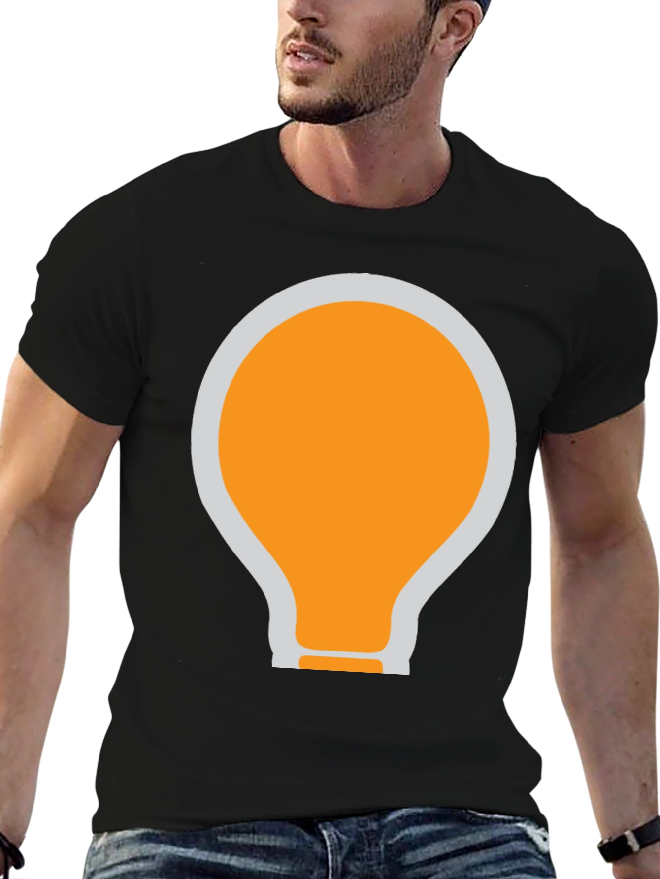 Black T-Shirt with Light Bulb Graphic