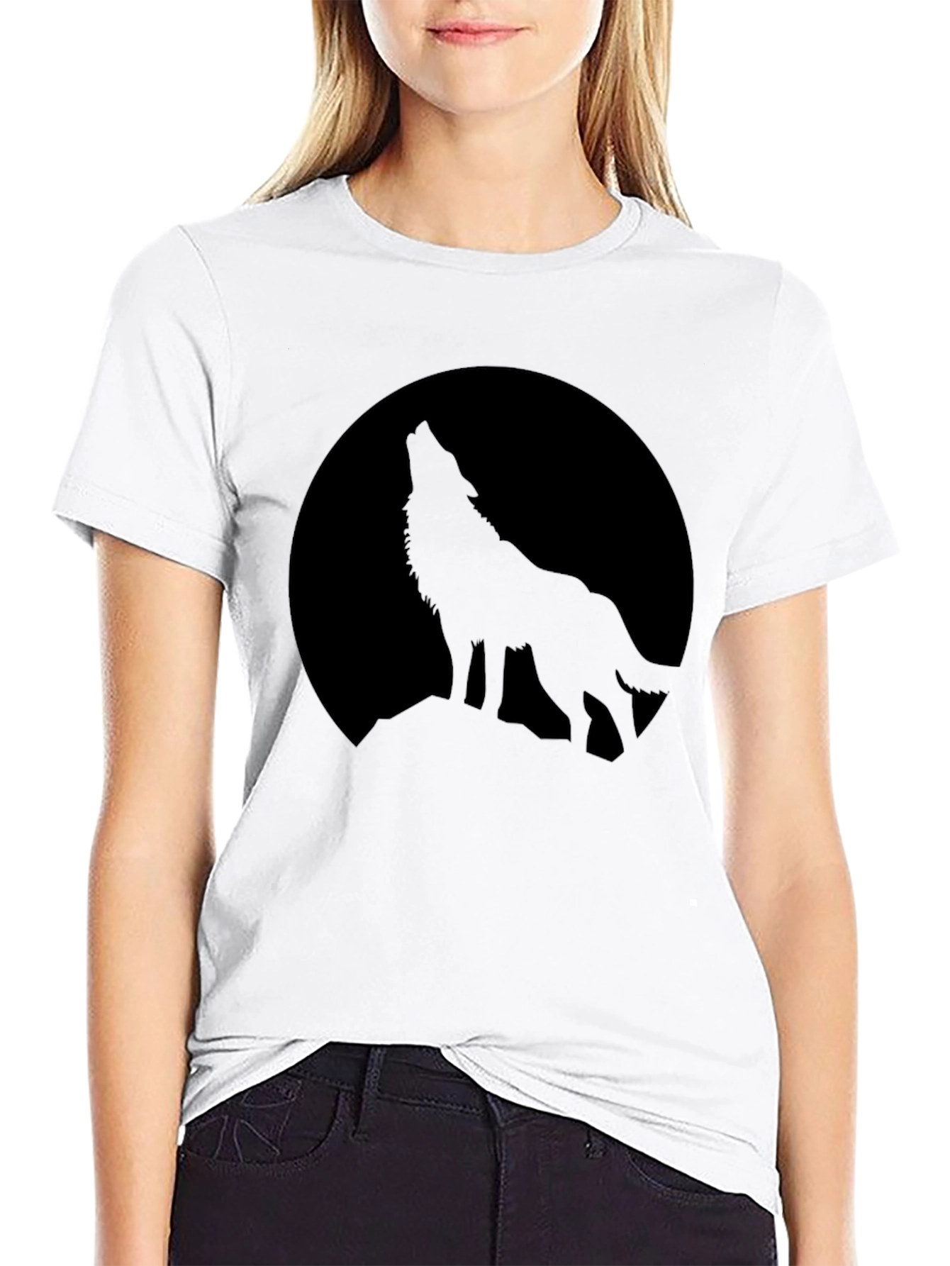 Mens Black Wolf Moon Graphic Tee