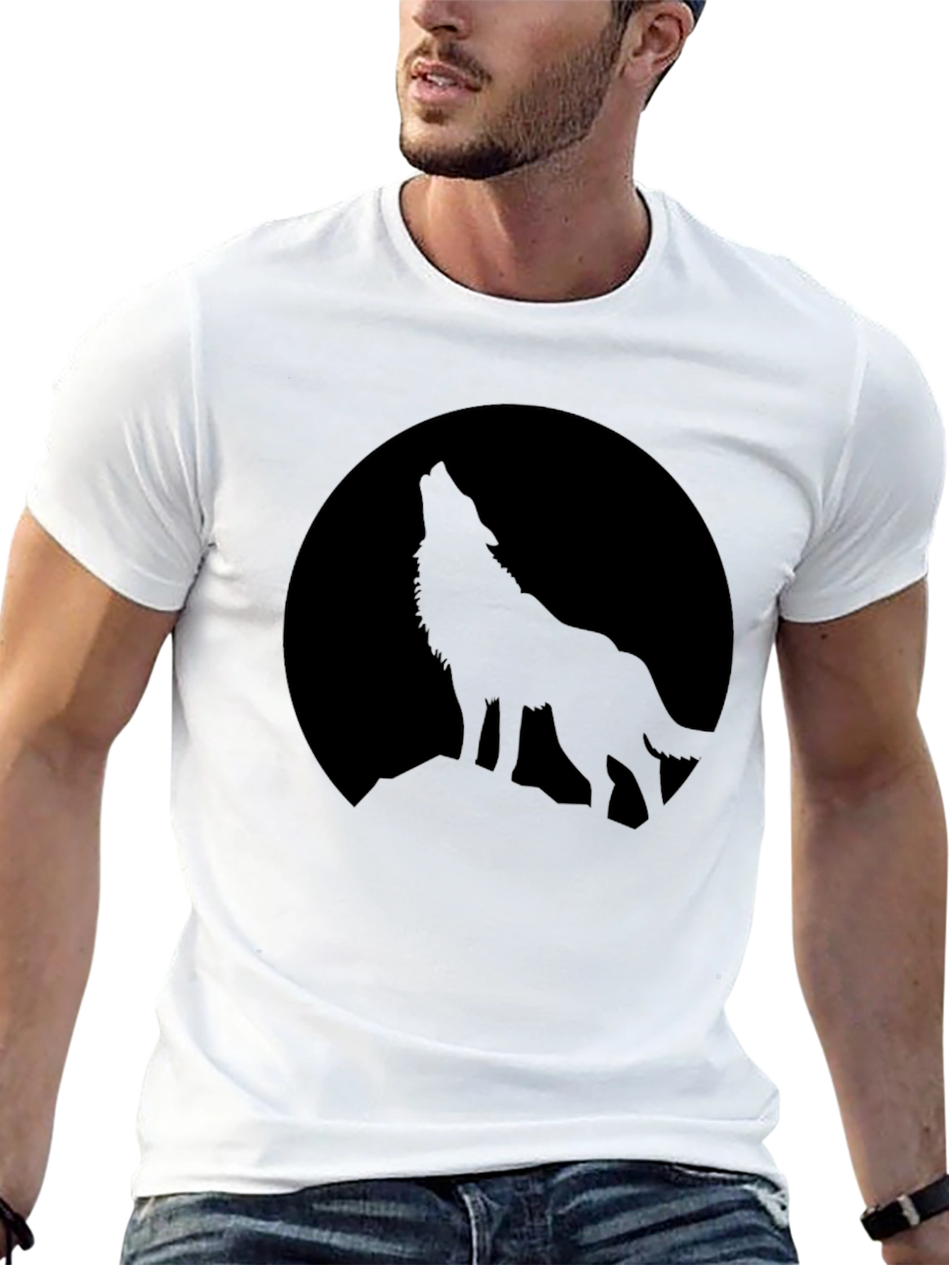 Mens Black Wolf Moon Graphic Tee