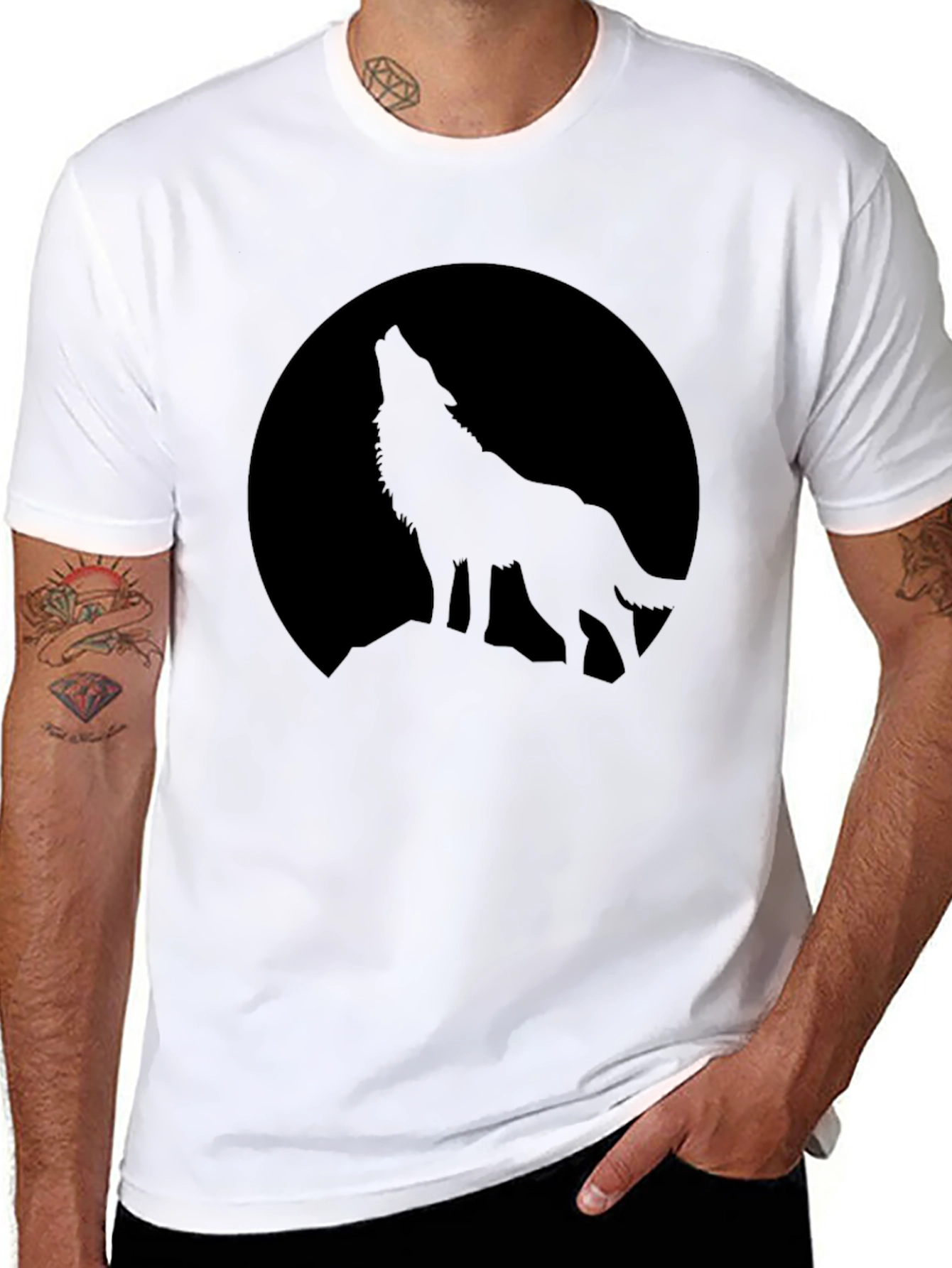 Mens Black Wolf Moon Graphic Tee
