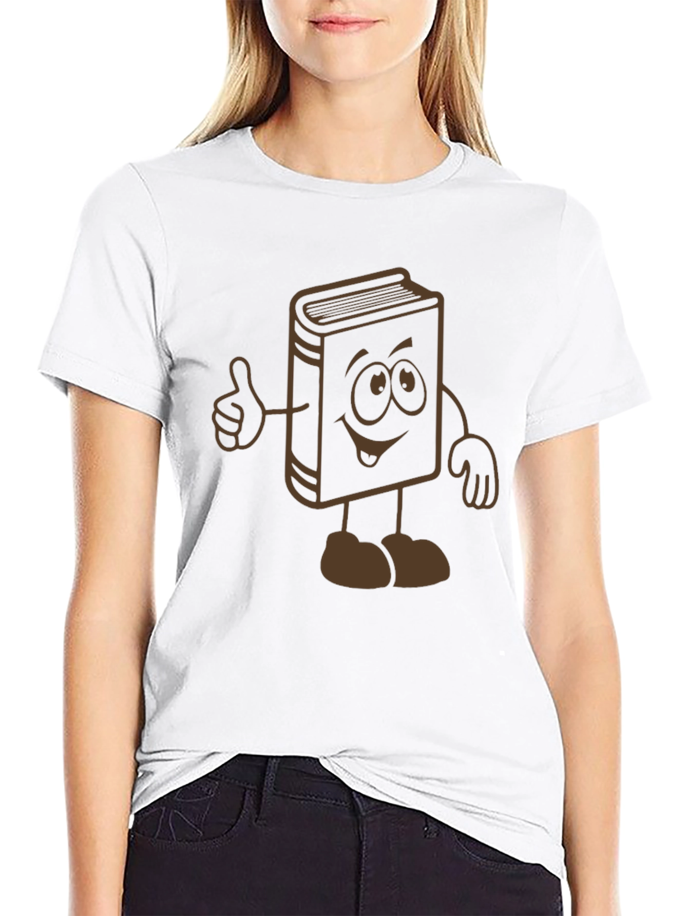 Cartoon Book Graphic Tee - Black Cotton Blend