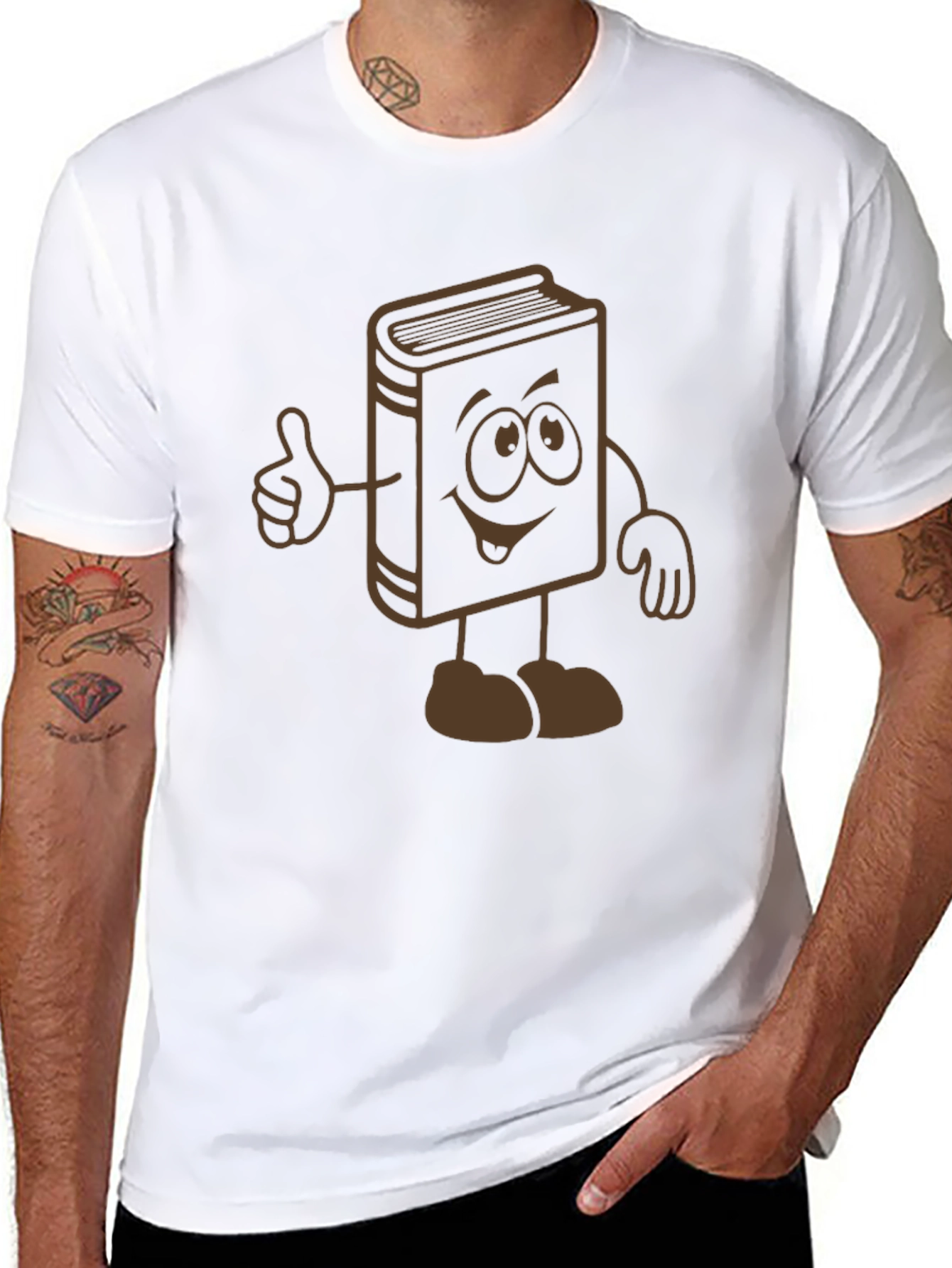 Cartoon Book Graphic Tee - Black Cotton Blend