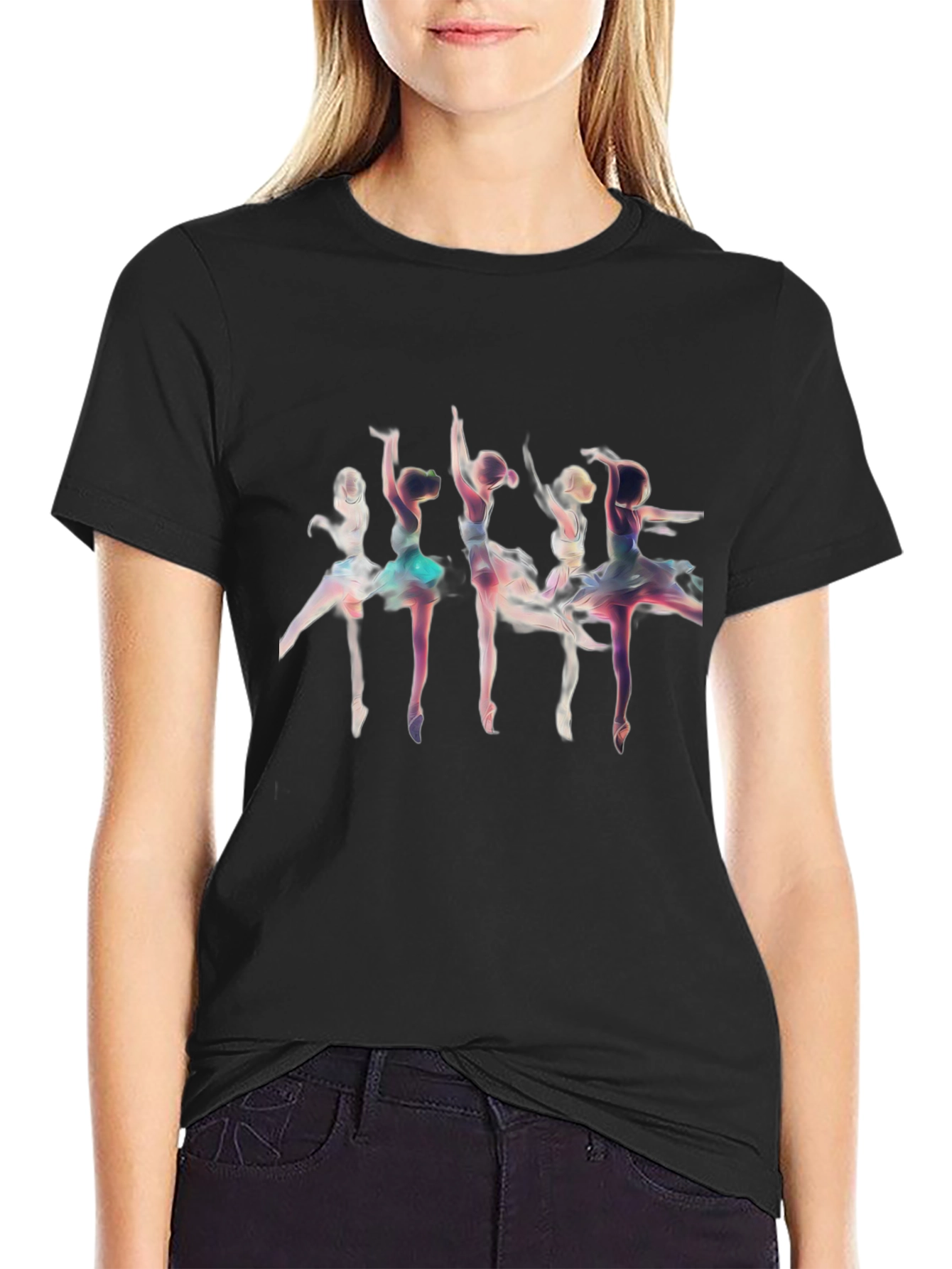 Ballerina Graphic T-Shirt - Black Cotton Tee