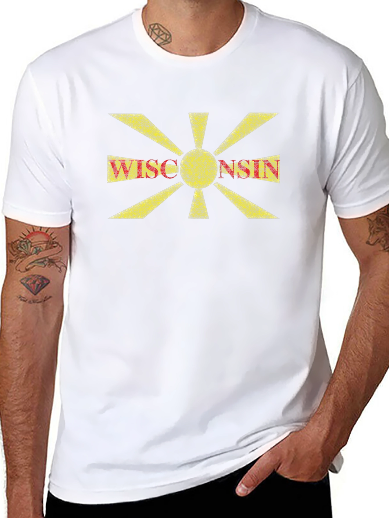 Wisconsin Graphic Tee - Distressed Sunburst Design