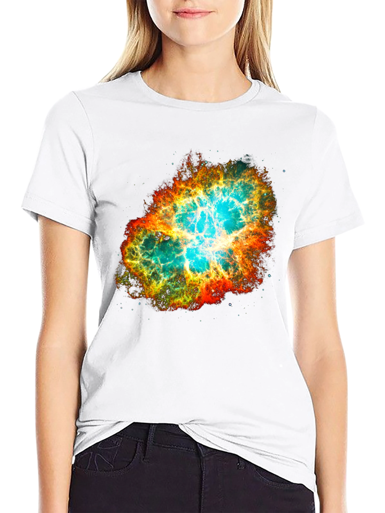Nebula Galaxy Print Black T-Shirt