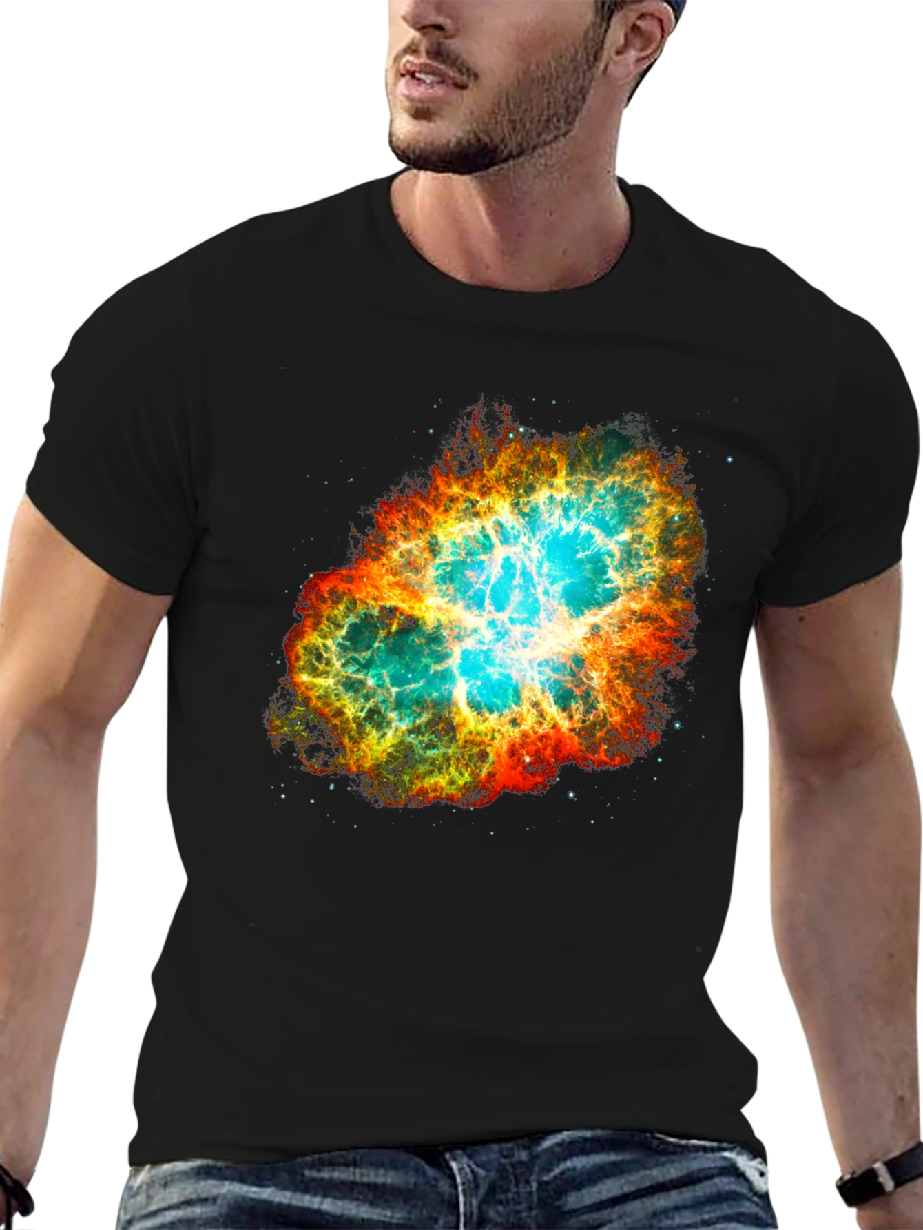 Nebula Galaxy Print Black T-Shirt