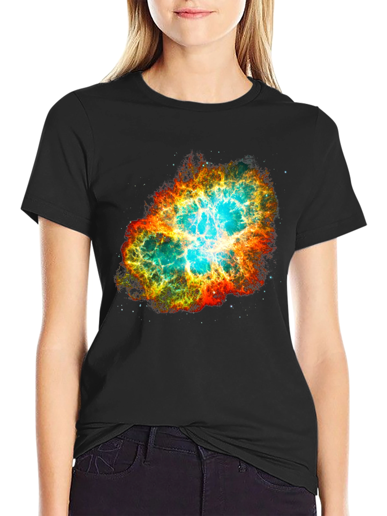 Nebula Galaxy Print Black T-Shirt