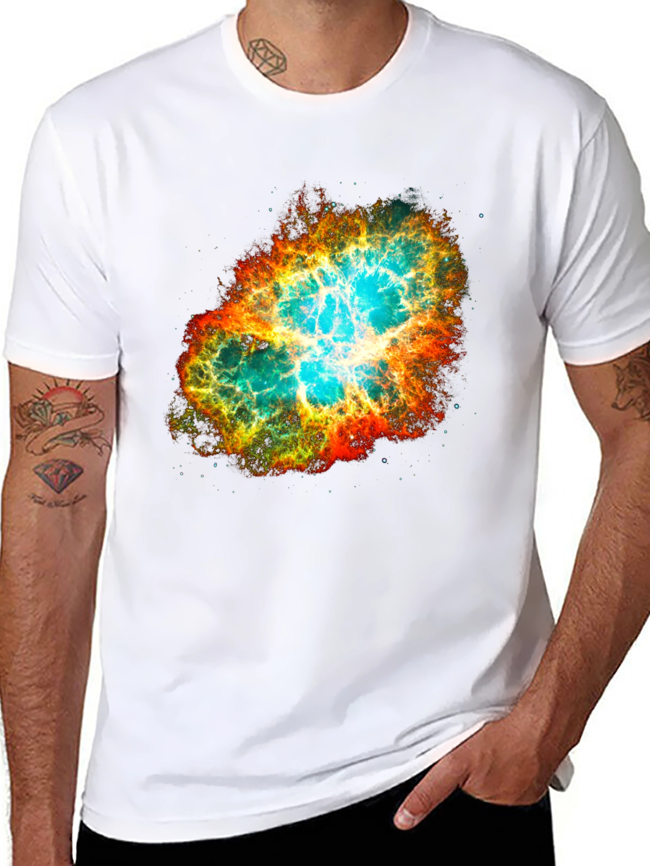 Nebula Galaxy Print Black T-Shirt