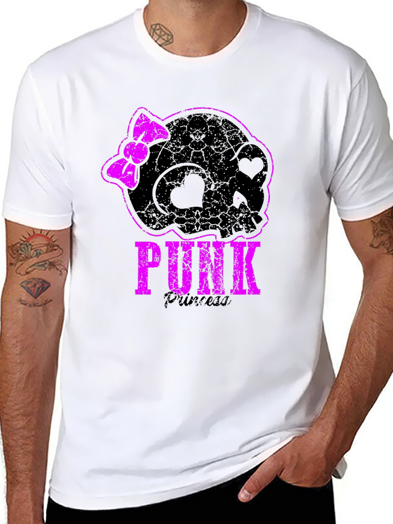Punk Princess Black T-Shirt Skull With Bow