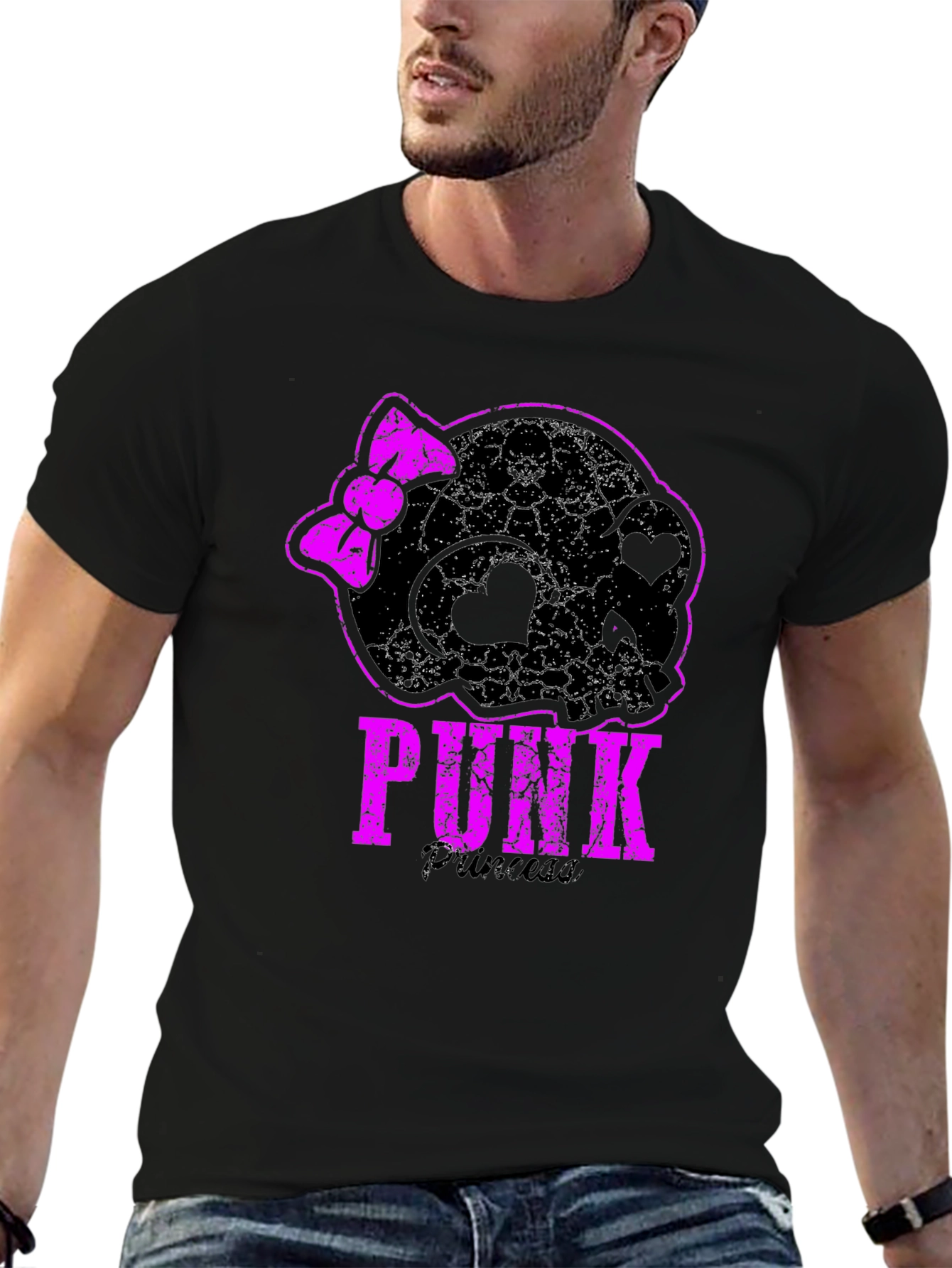 Punk Princess Black T-Shirt Skull With Bow