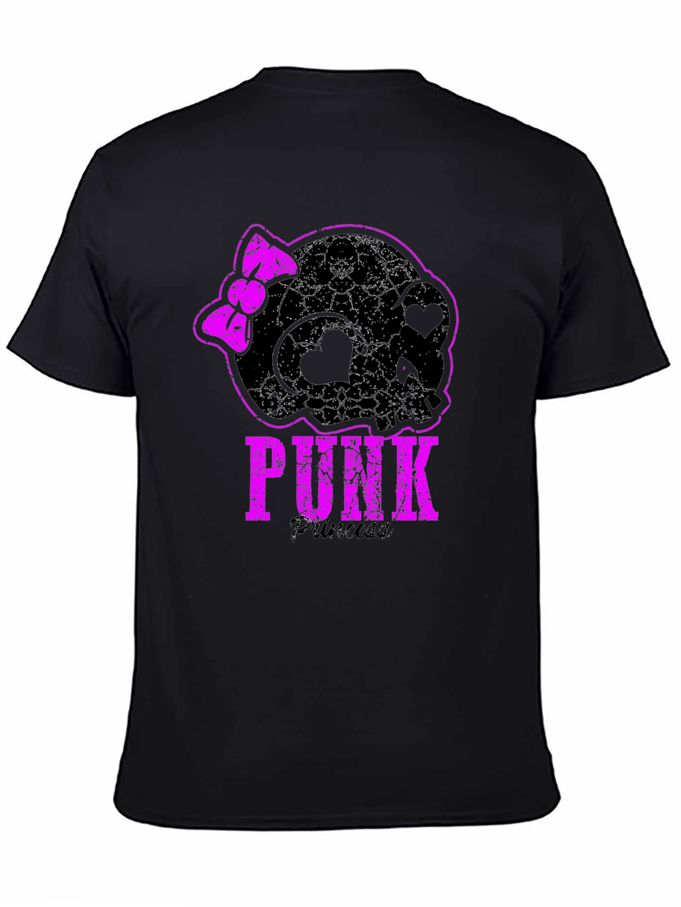 Punk Princess Black T-Shirt Skull With Bow