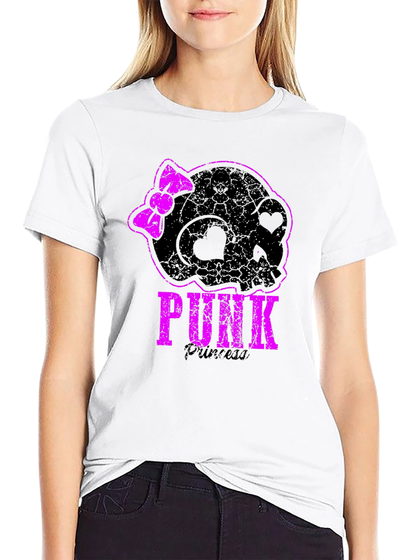 Punk Princess Black T-Shirt Skull With Bow
