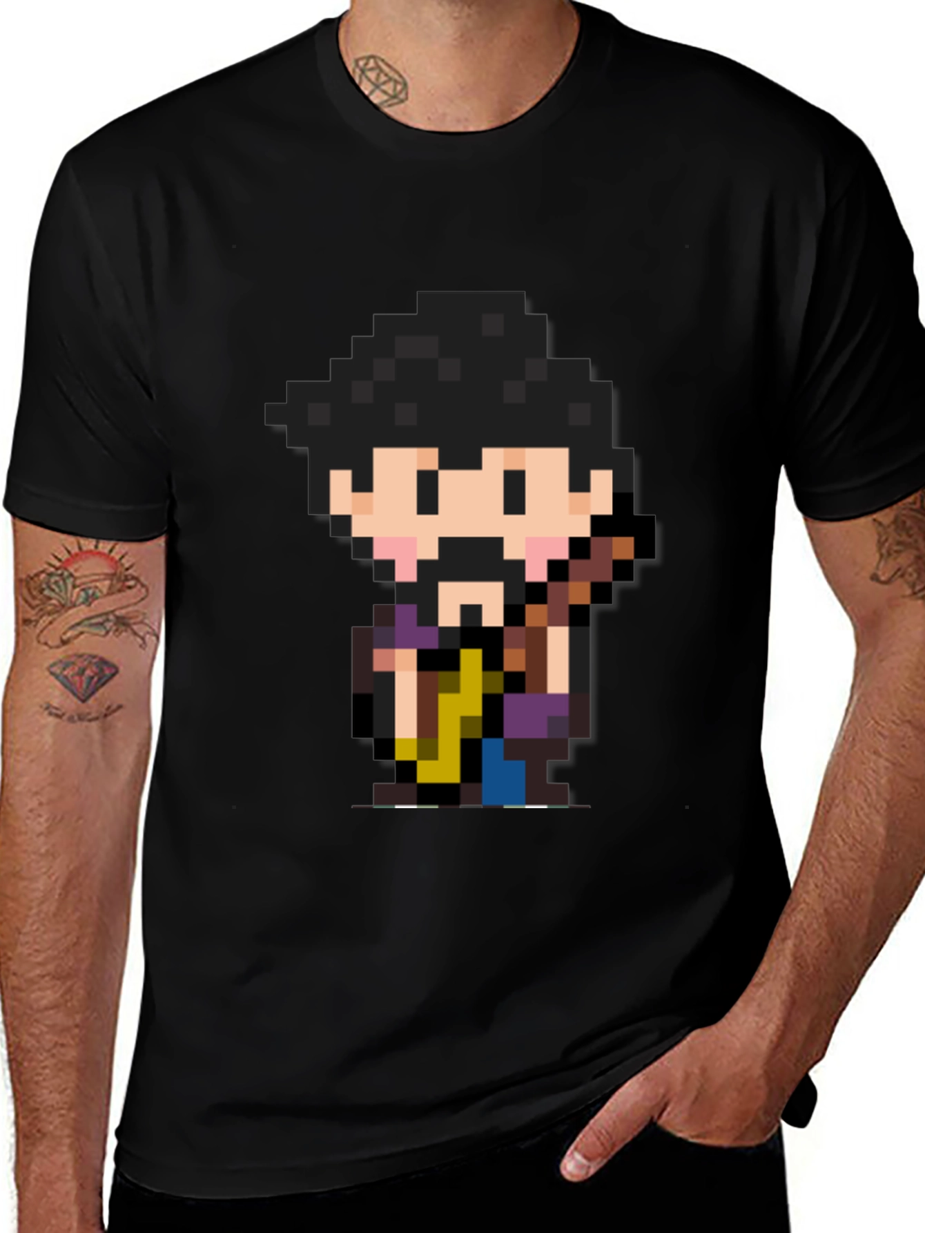 Pixel Art Character Black T-Shirt