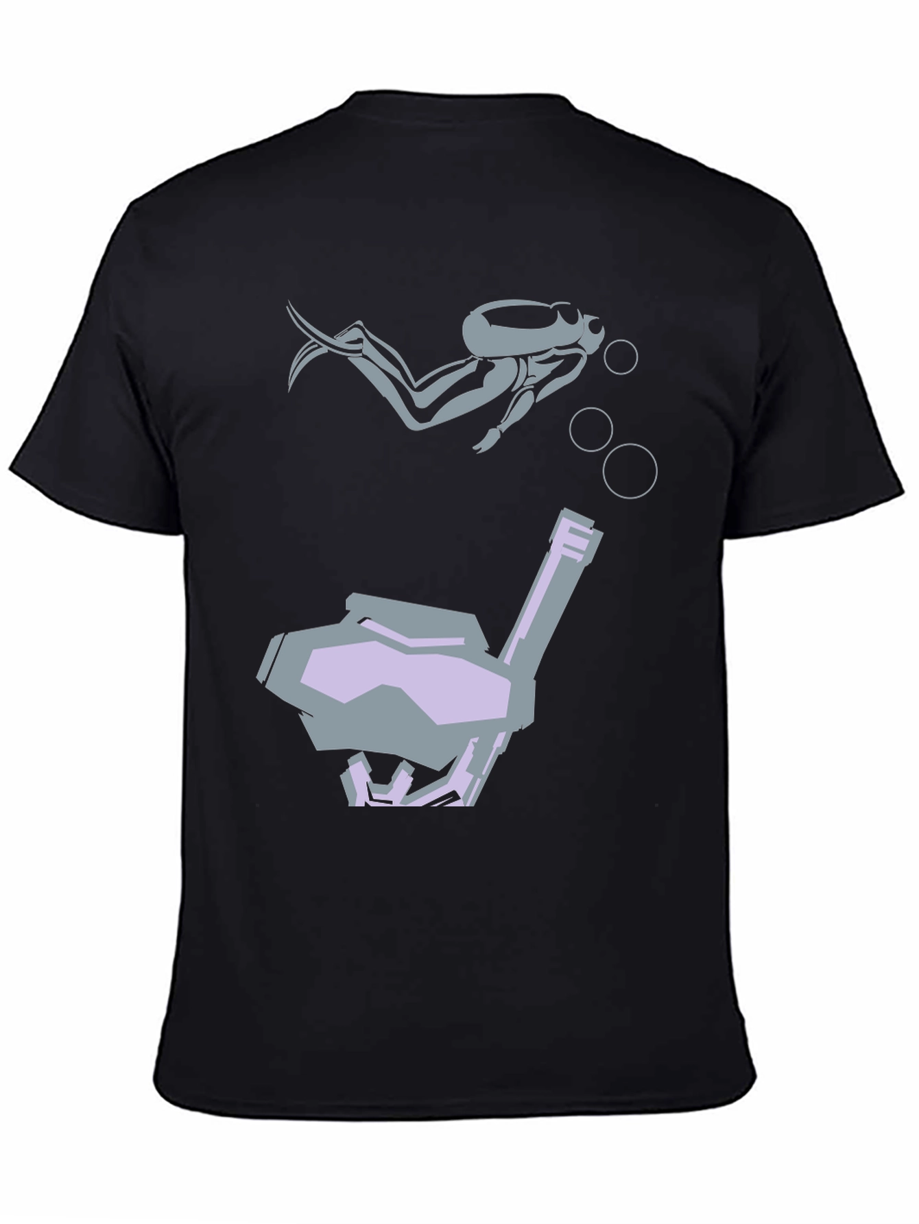 Diver Graphic Tee - Black Cotton T-Shirt