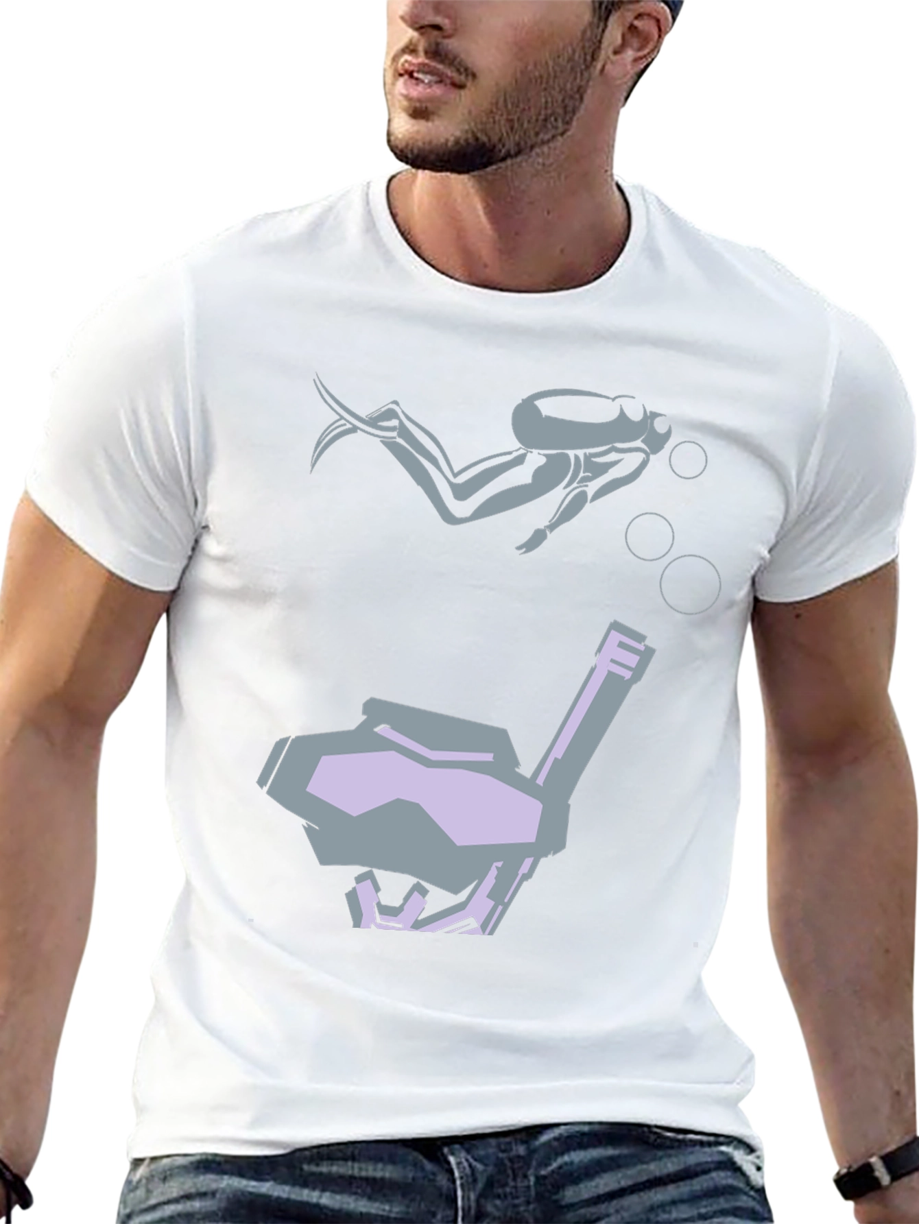 Diver Graphic Tee - Black Cotton T-Shirt