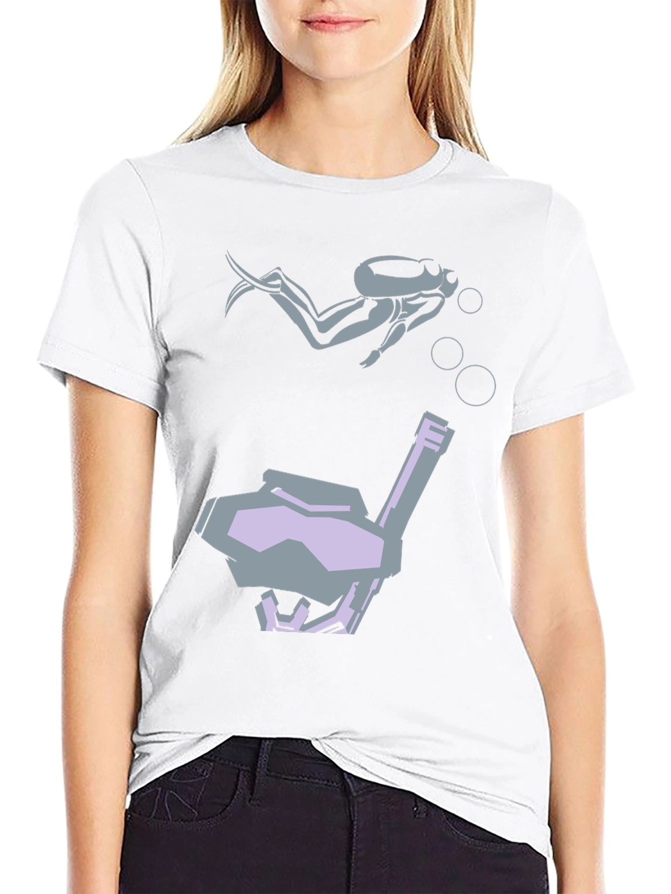Diver Graphic Tee - Black Cotton T-Shirt