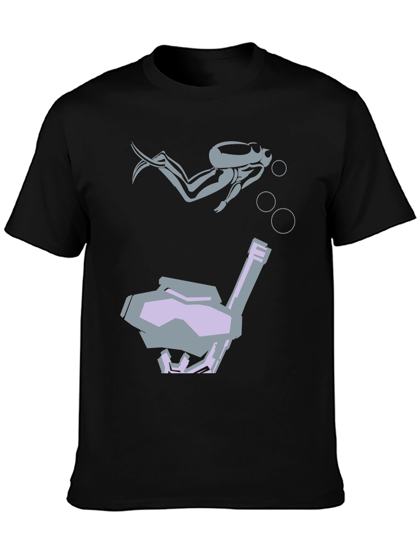 Diver Graphic Tee - Black Cotton T-Shirt