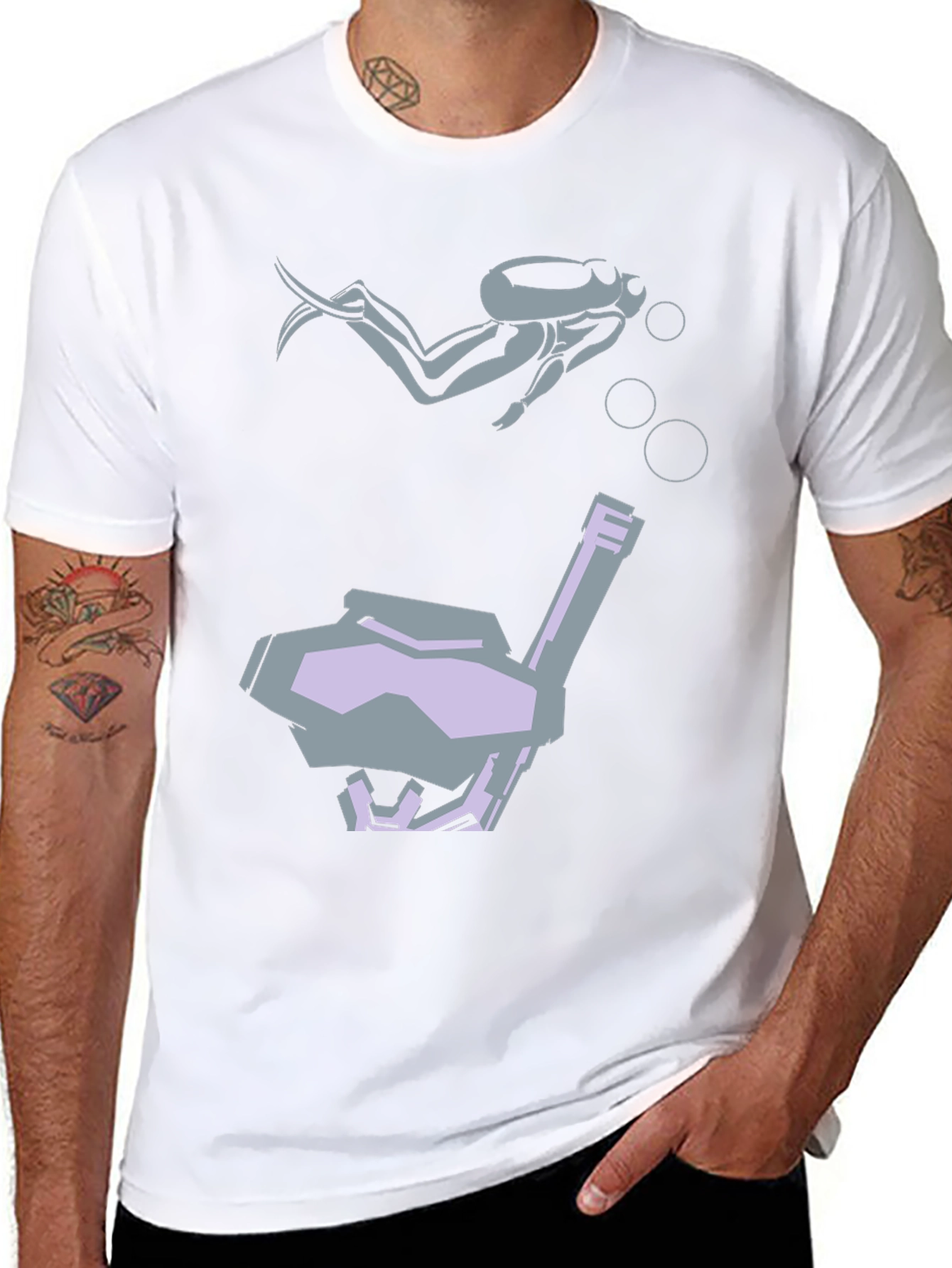 Diver Graphic Tee - Black Cotton T-Shirt