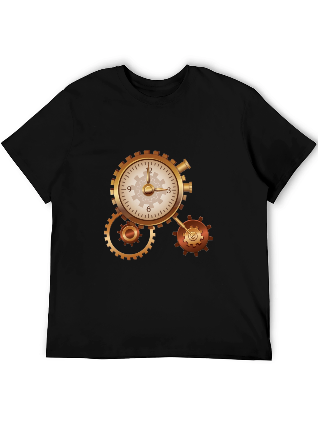 Steampunk Clockwork Gear Design Black T-Shirt