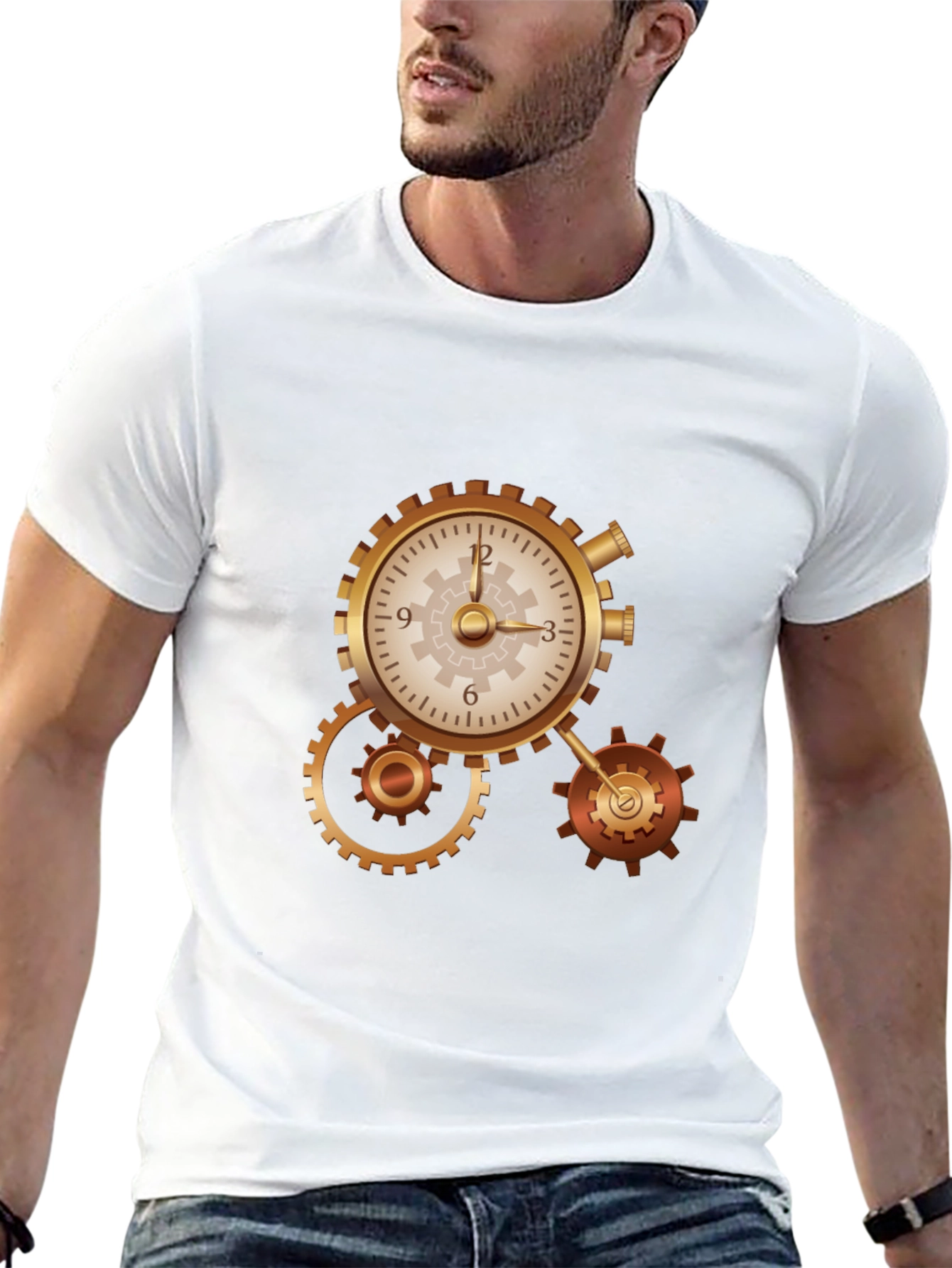 Steampunk Clockwork Gear Design Black T-Shirt