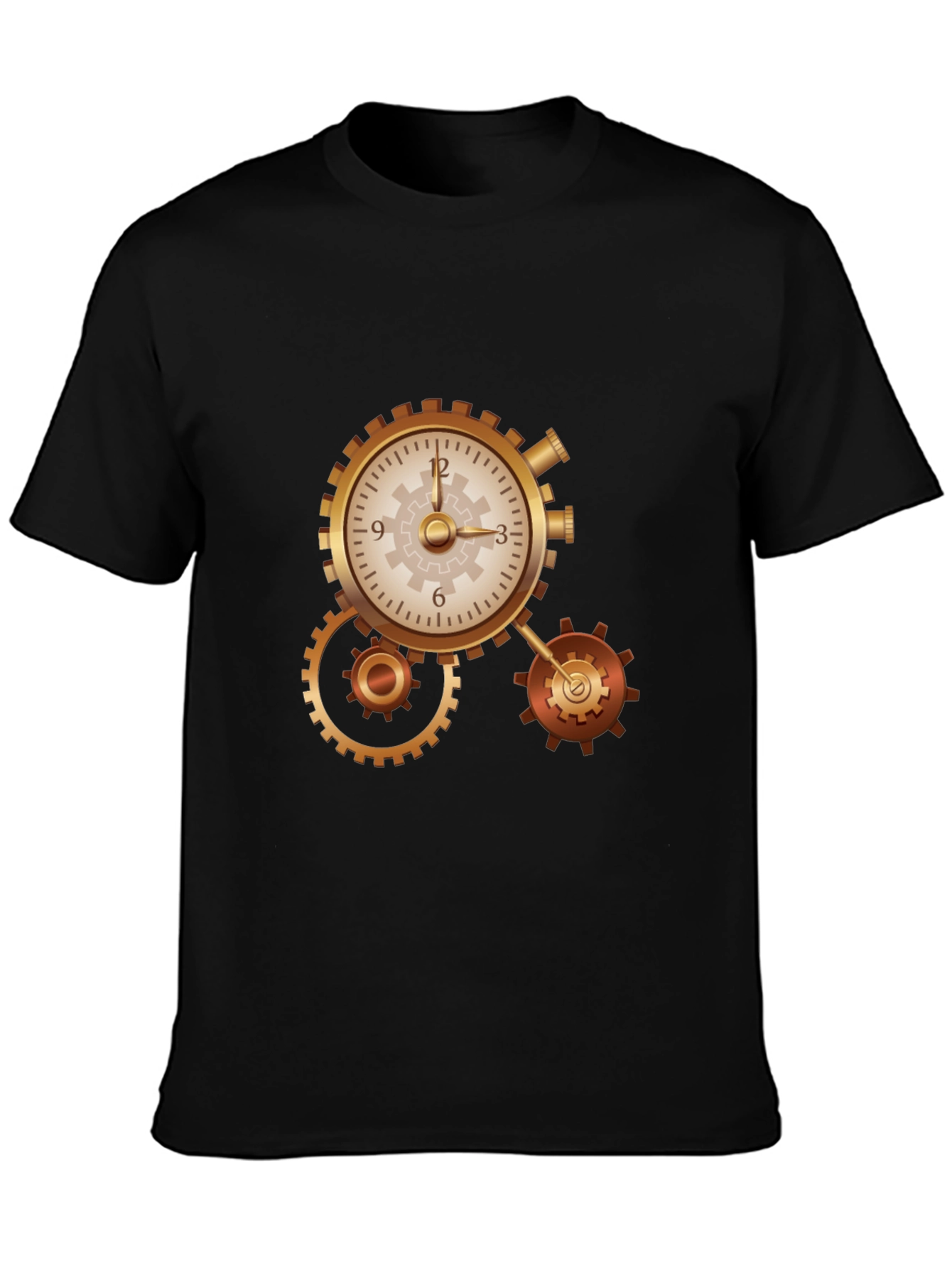 Steampunk Clockwork Gear Design Black T-Shirt