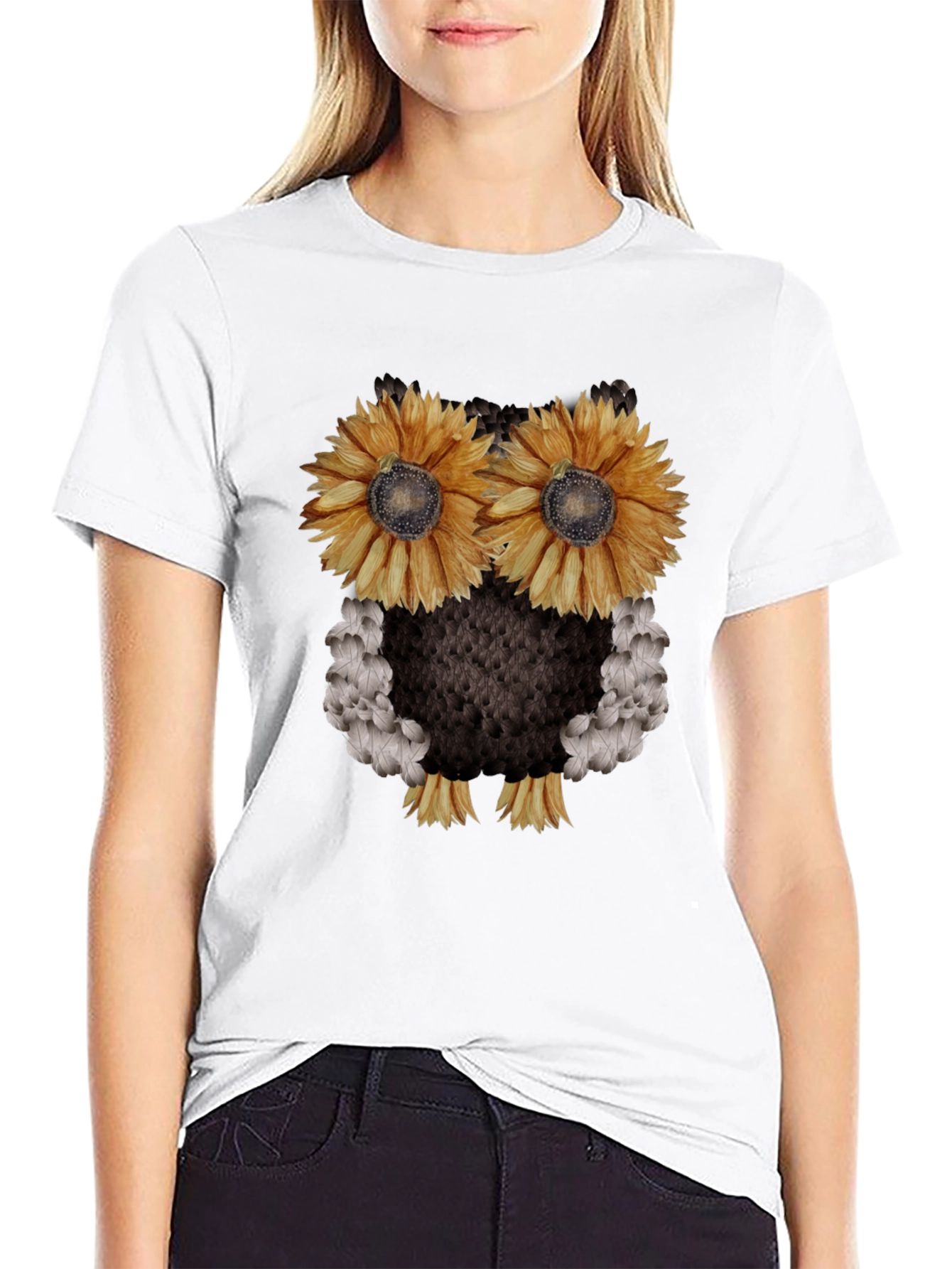 Sunflower Owl Graphic Tee - Black