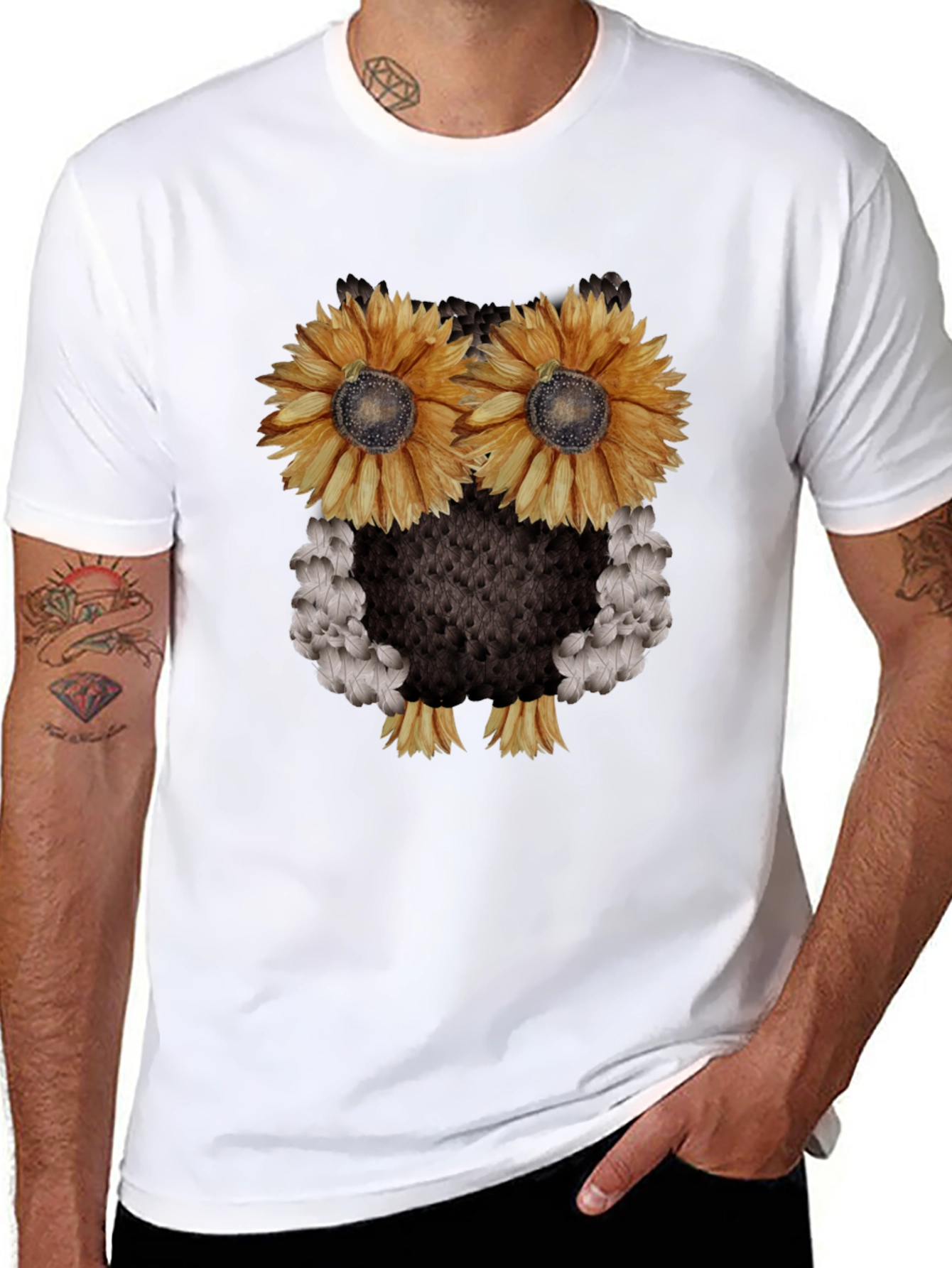 Sunflower Owl Graphic Tee - Black