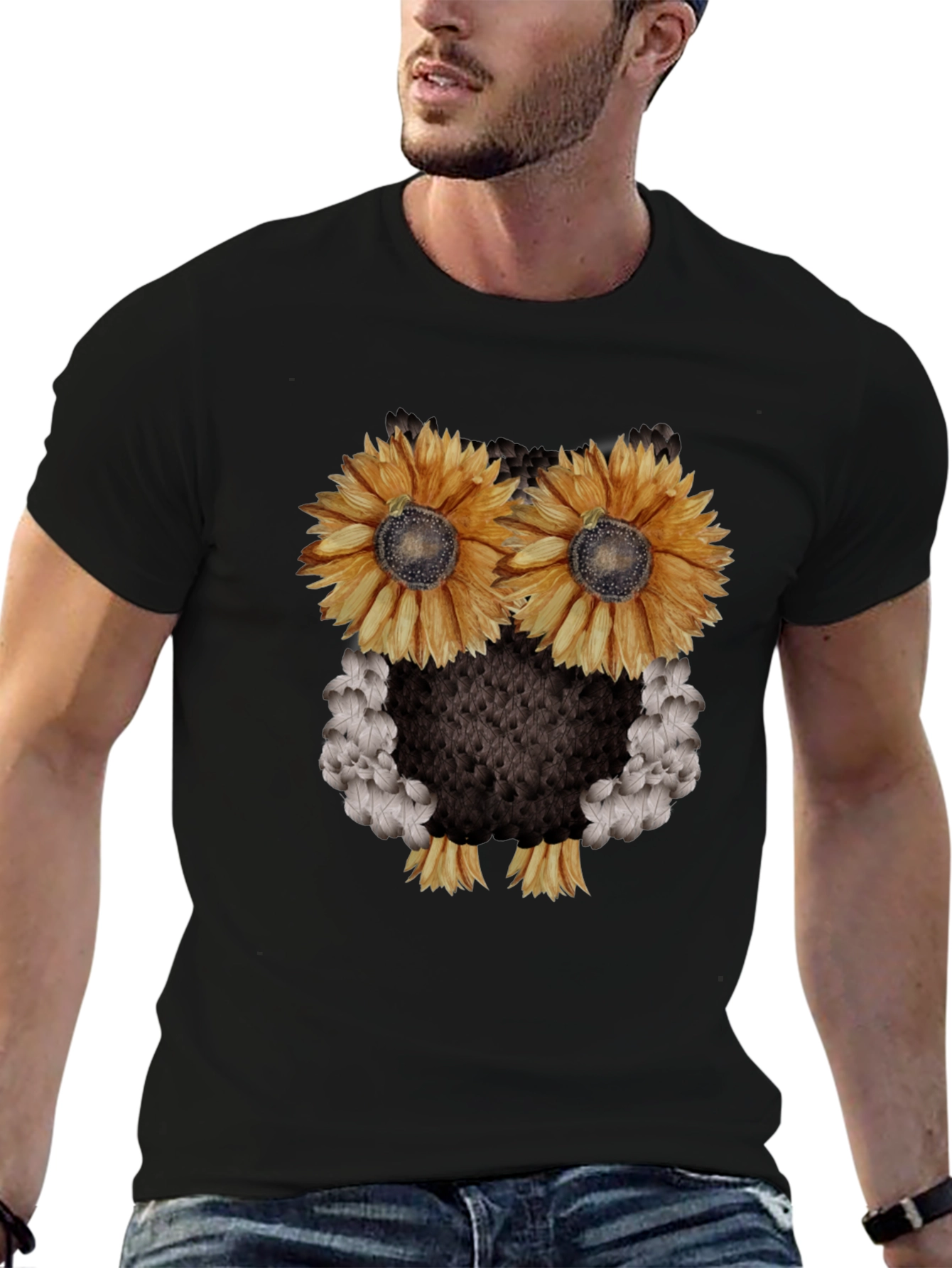 Sunflower Owl Graphic Tee - Black