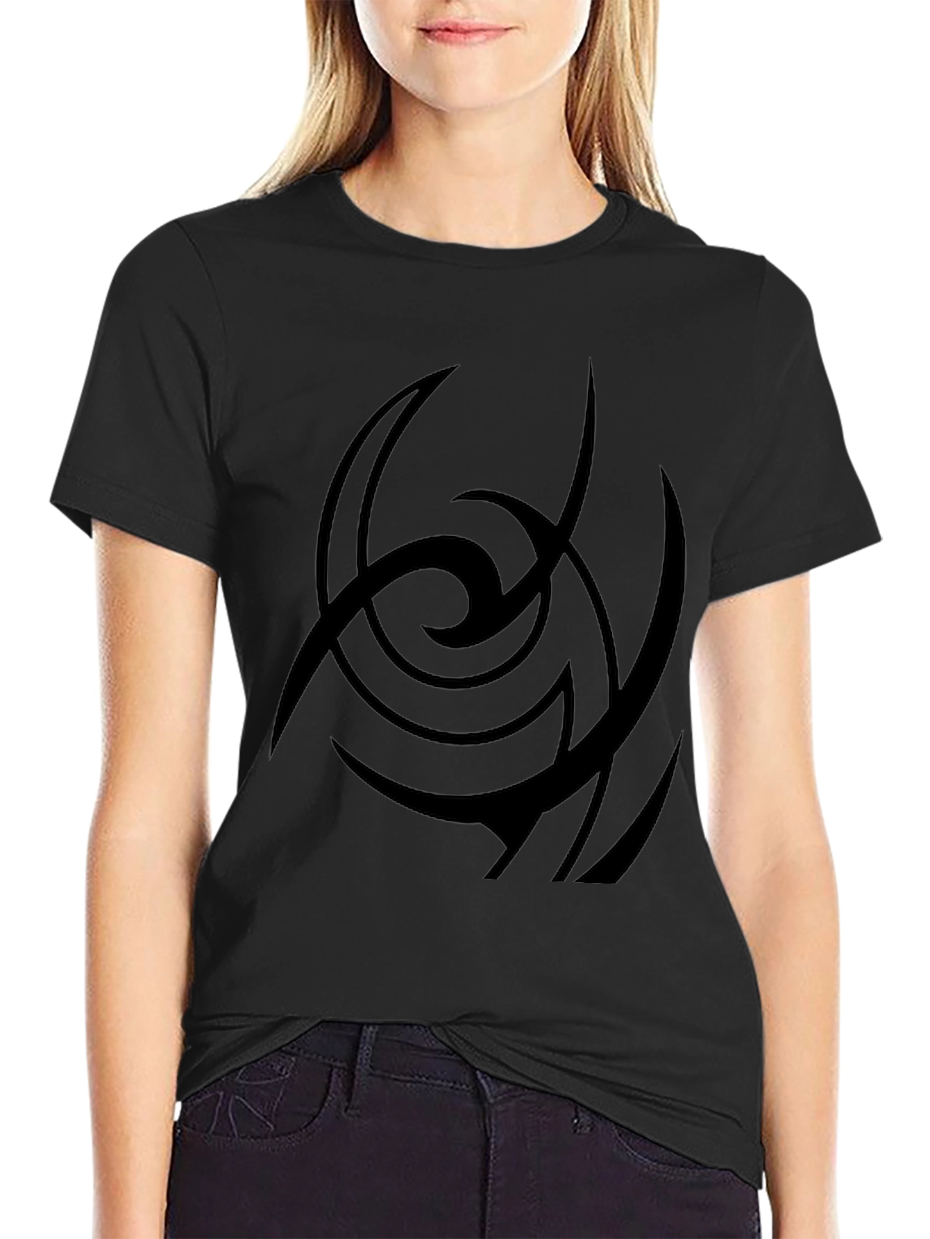 Abstract Graphic Print Black Casual T-Shirt