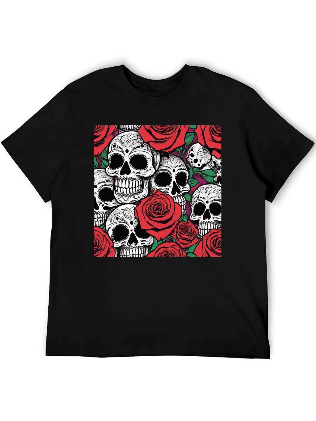 Skulls & Roses Graphic Tee - Unique Dark Style