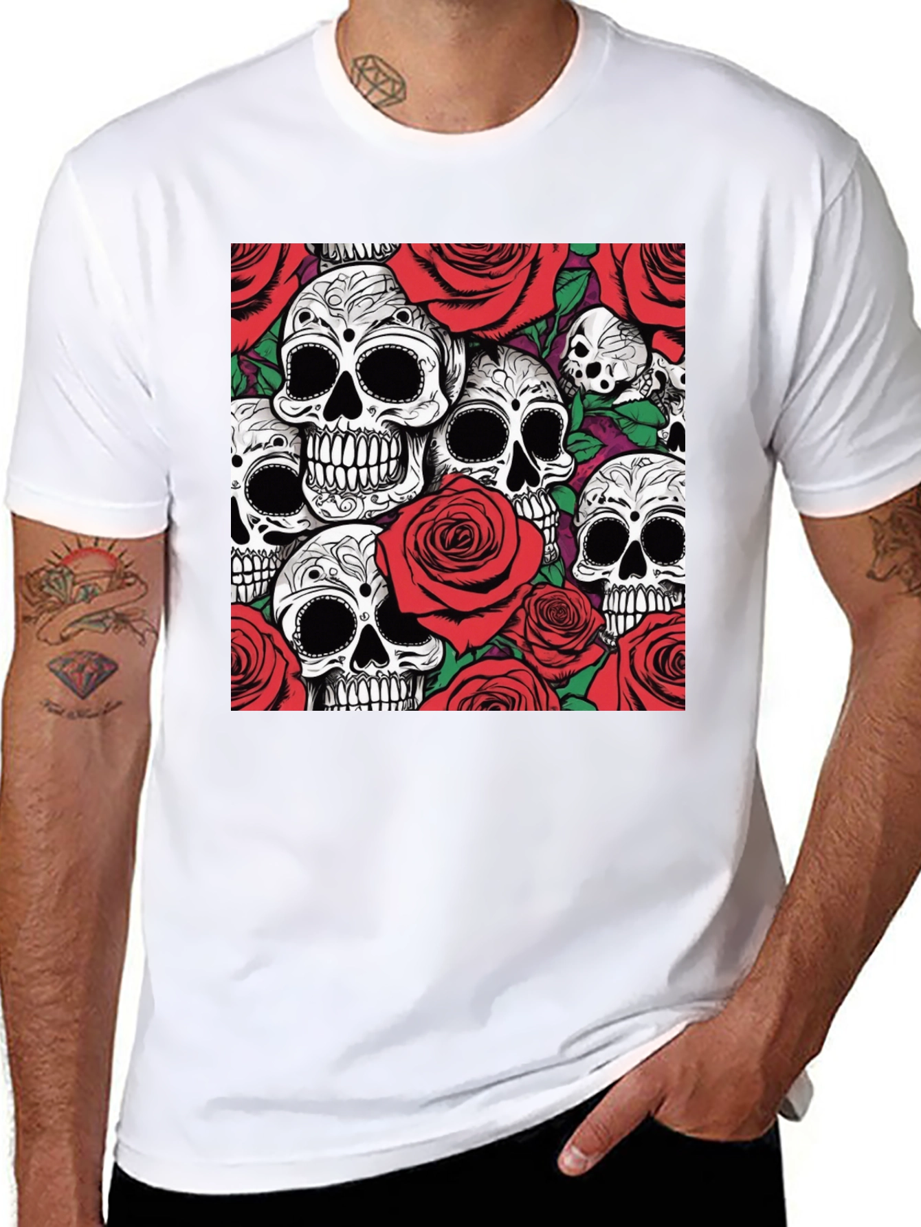 Skulls & Roses Graphic Tee - Unique Dark Style