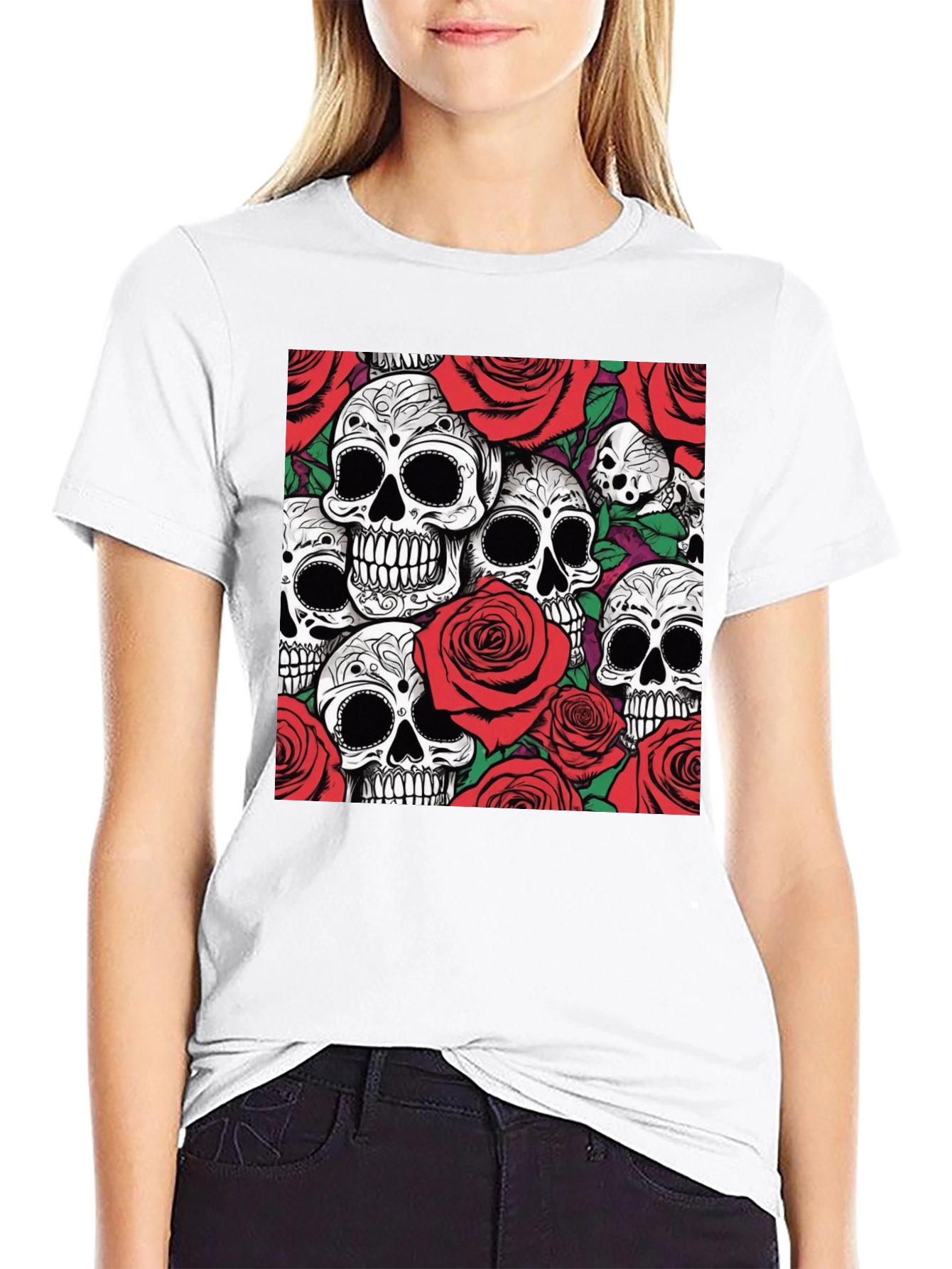 Skulls & Roses Graphic Tee - Unique Dark Style