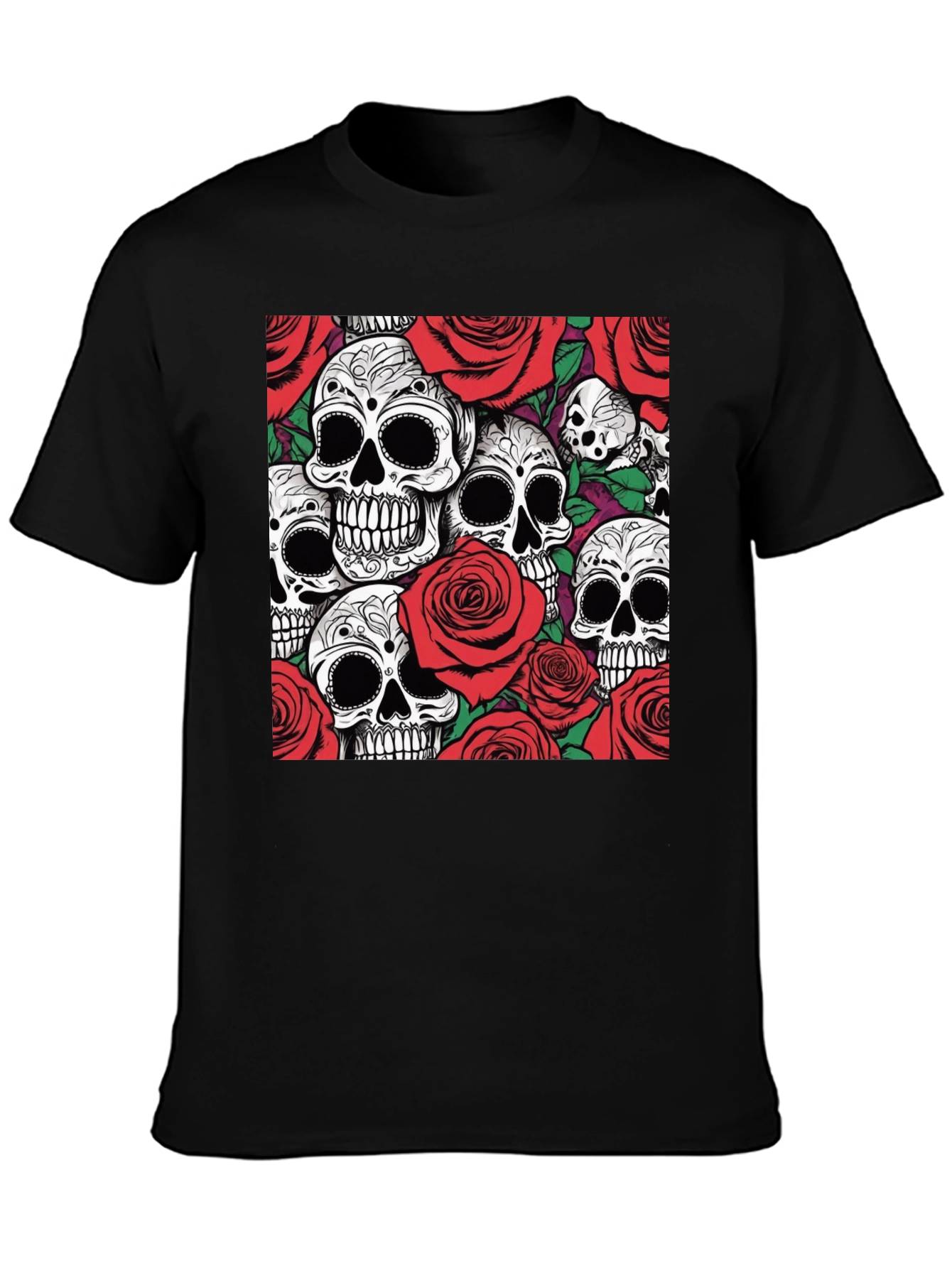 Skulls & Roses Graphic Tee - Unique Dark Style
