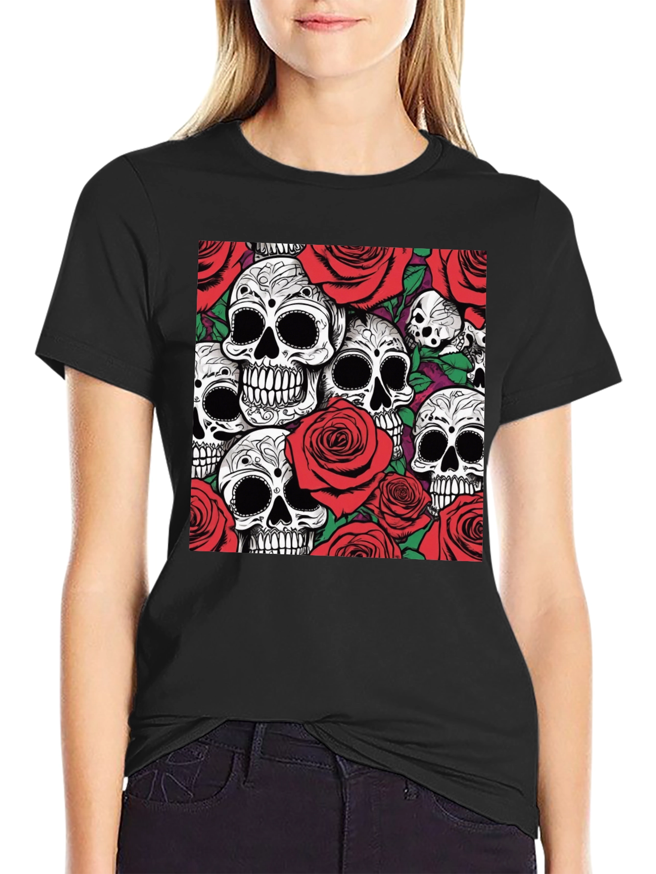 Skulls & Roses Graphic Tee - Unique Dark Style