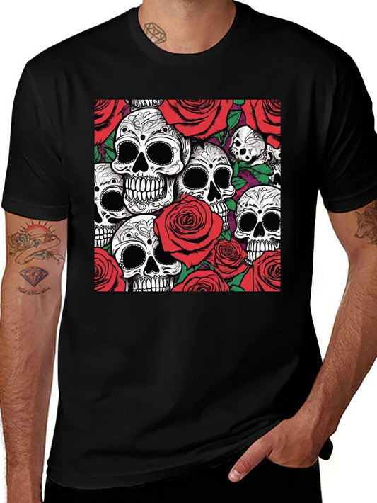 Skulls & Roses Graphic Tee - Unique Dark Style