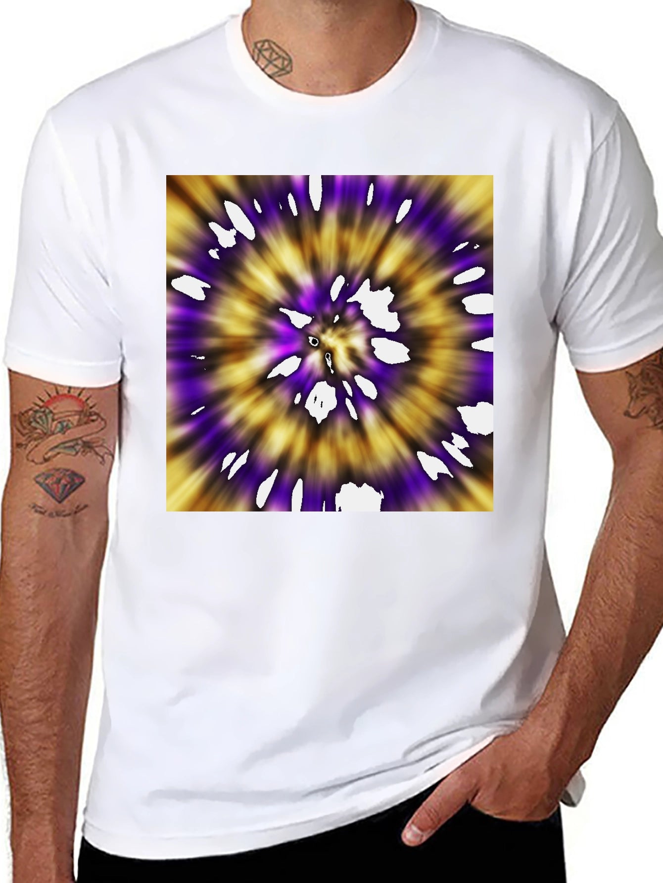 Purple & Gold Tie-Dye Graphic Tee